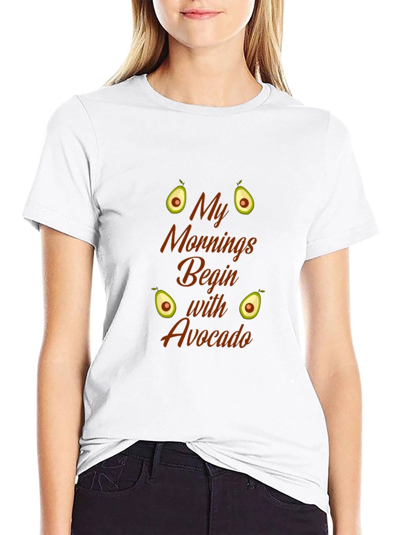 My Mornings Begin With Avocado Black T-Shirt