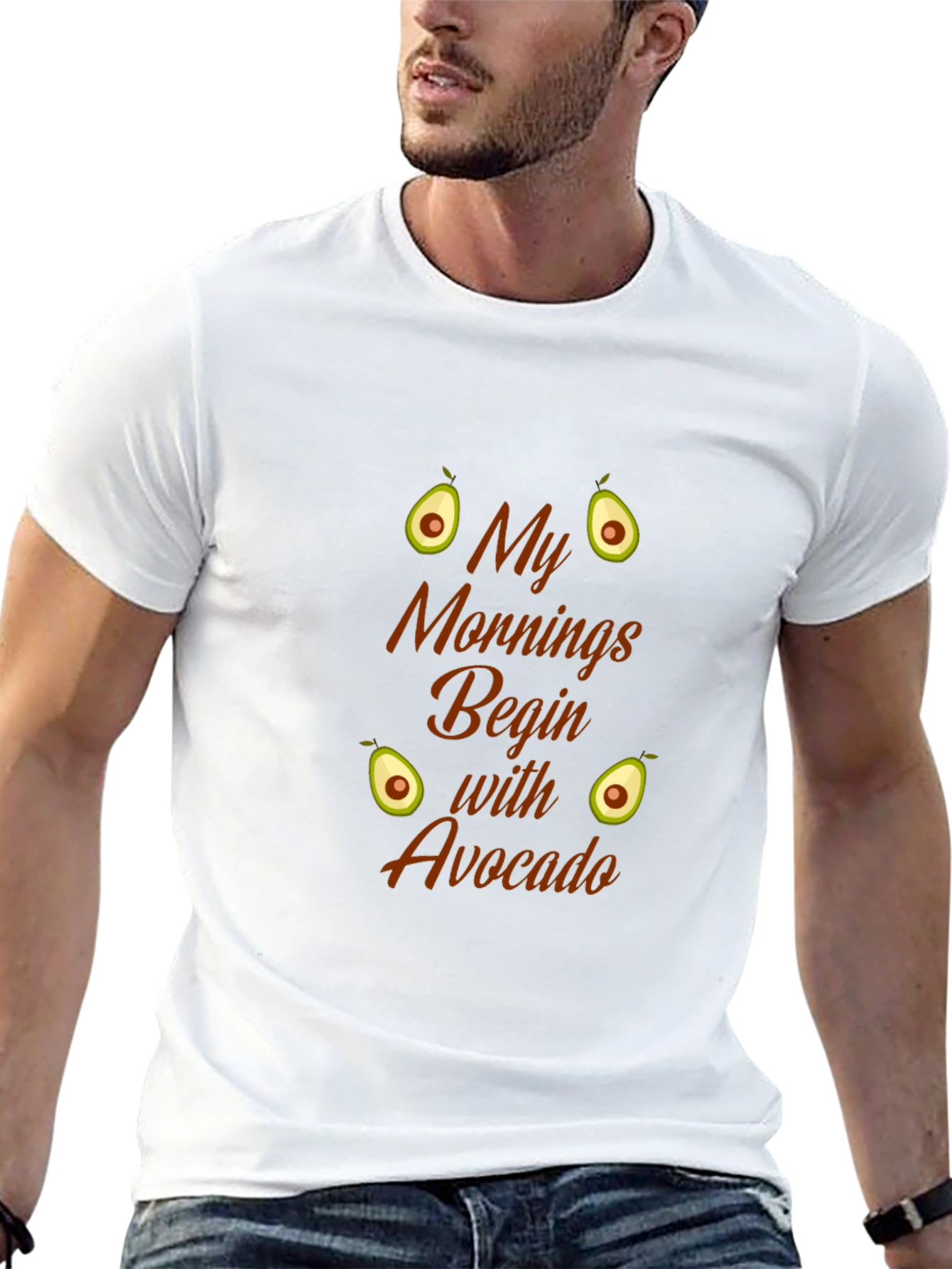 My Mornings Begin With Avocado Black T-Shirt