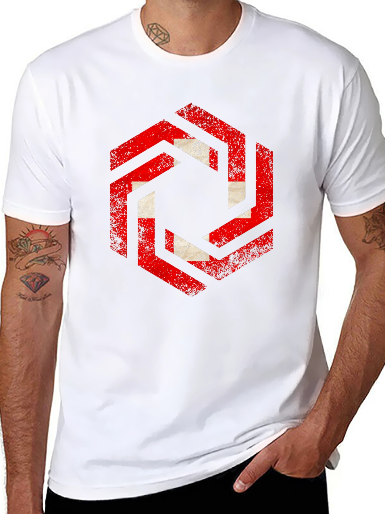 Hexagon Swiss Flag Graphic Tee - Black