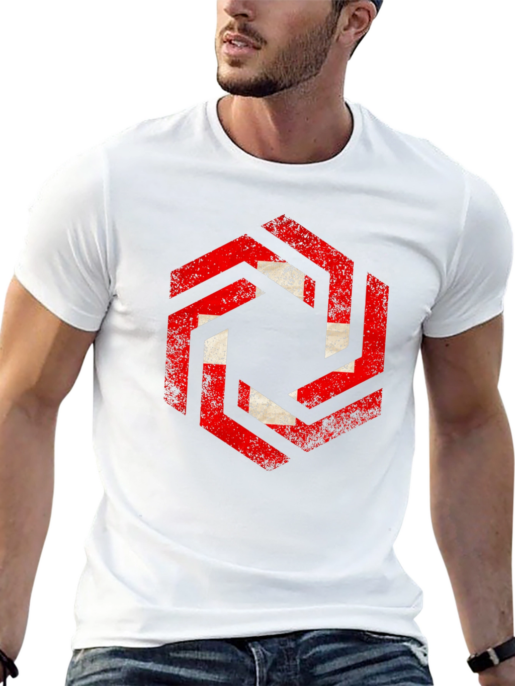 Hexagon Swiss Flag Graphic Tee - Black