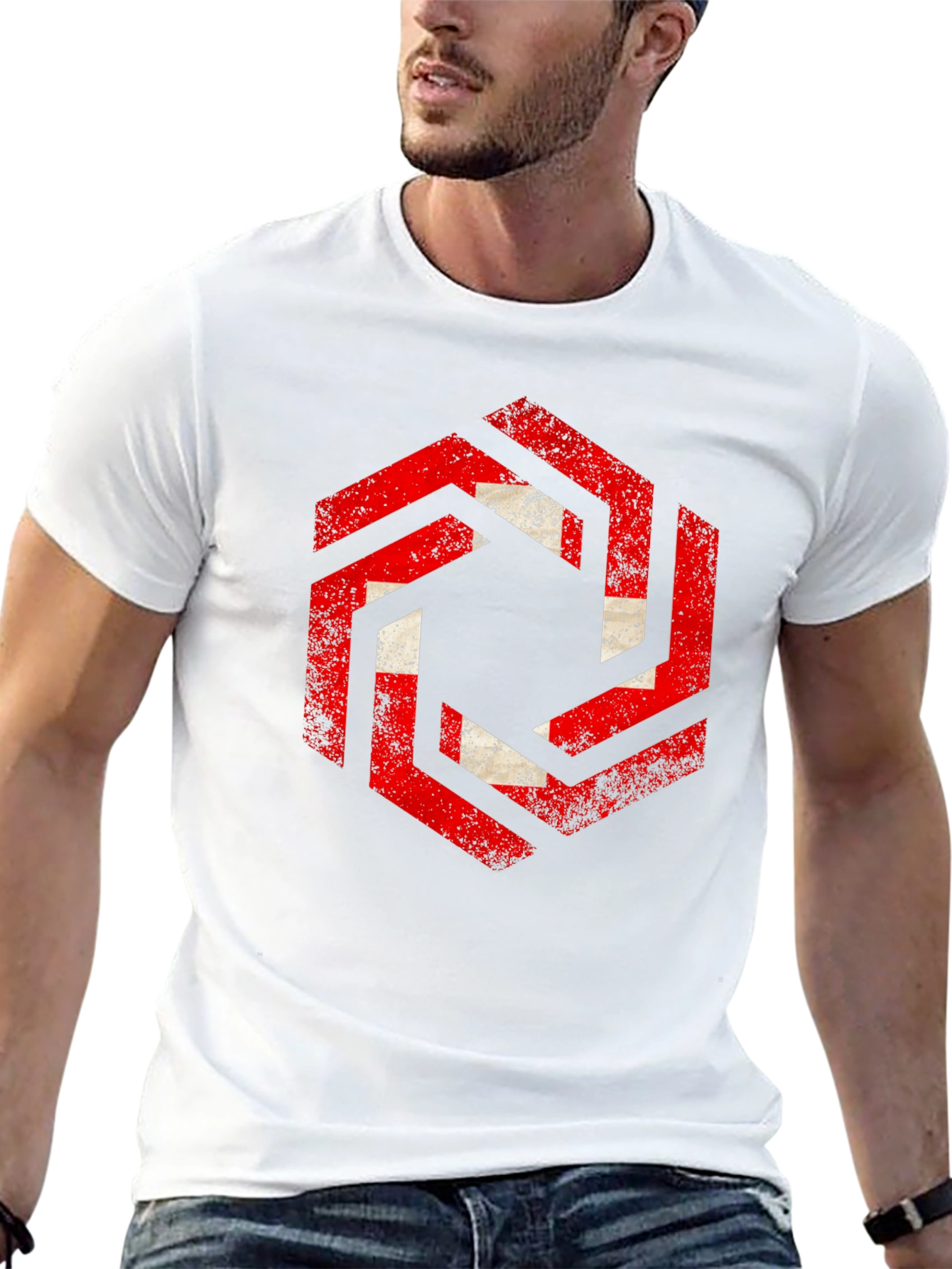 Hexagon Swiss Flag Graphic Tee - Black