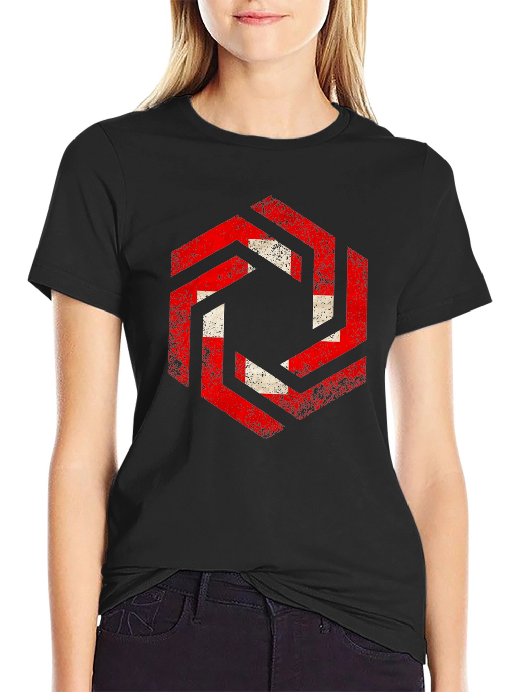 Hexagon Swiss Flag Graphic Tee - Black