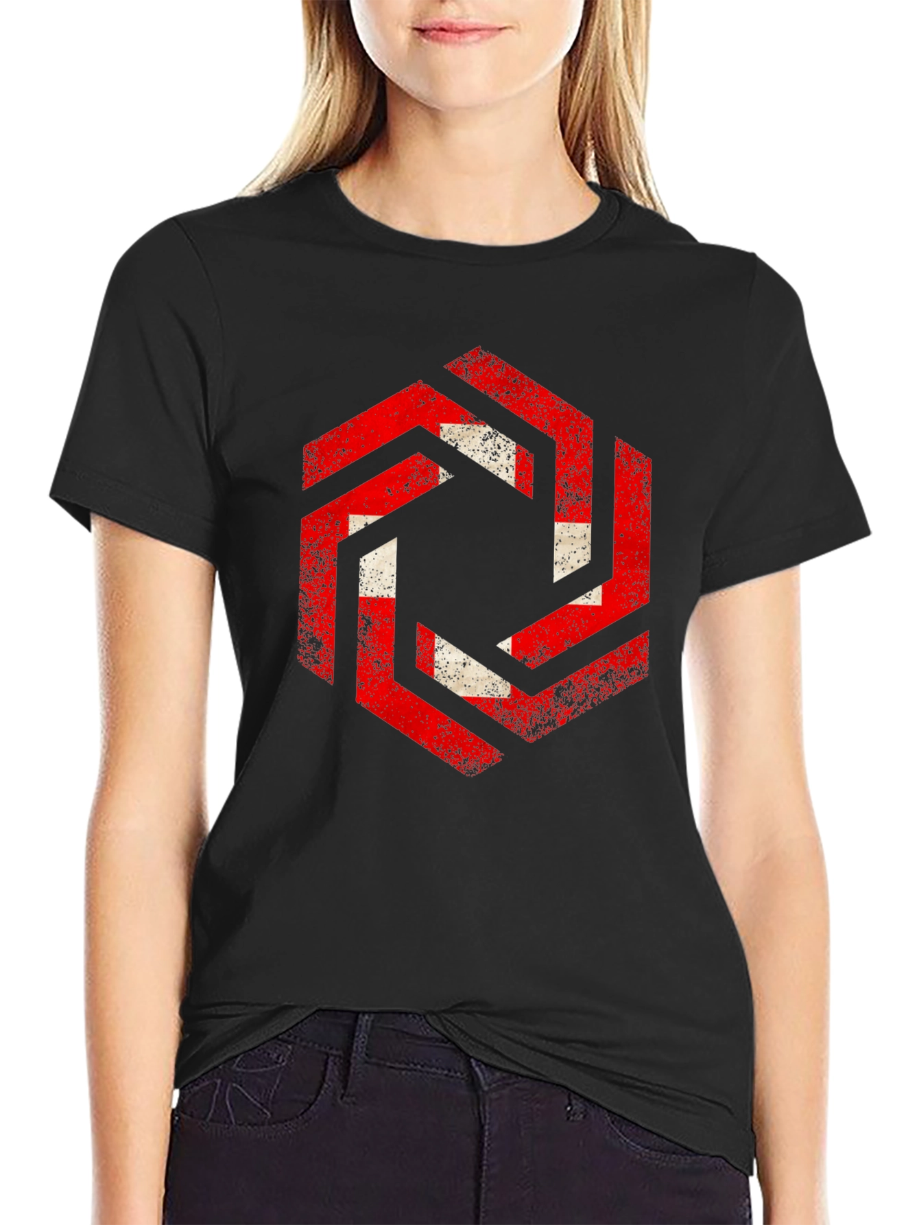 Hexagon Swiss Flag Graphic Tee - Black