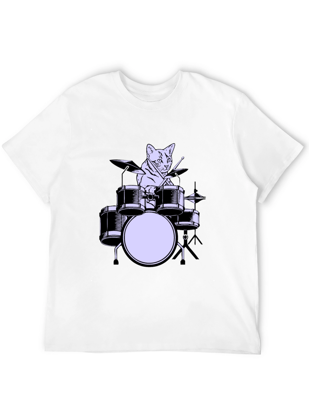 Cat Drummer Graphic Tee - Cool Musician Cat Shirt