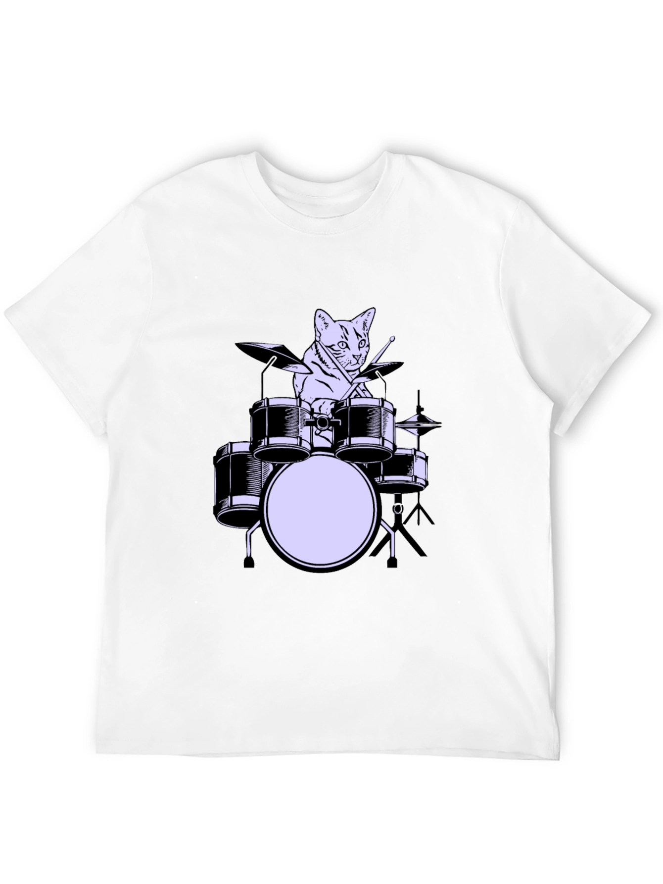 Cat Drummer Graphic Tee - Cool Musician Cat Shirt