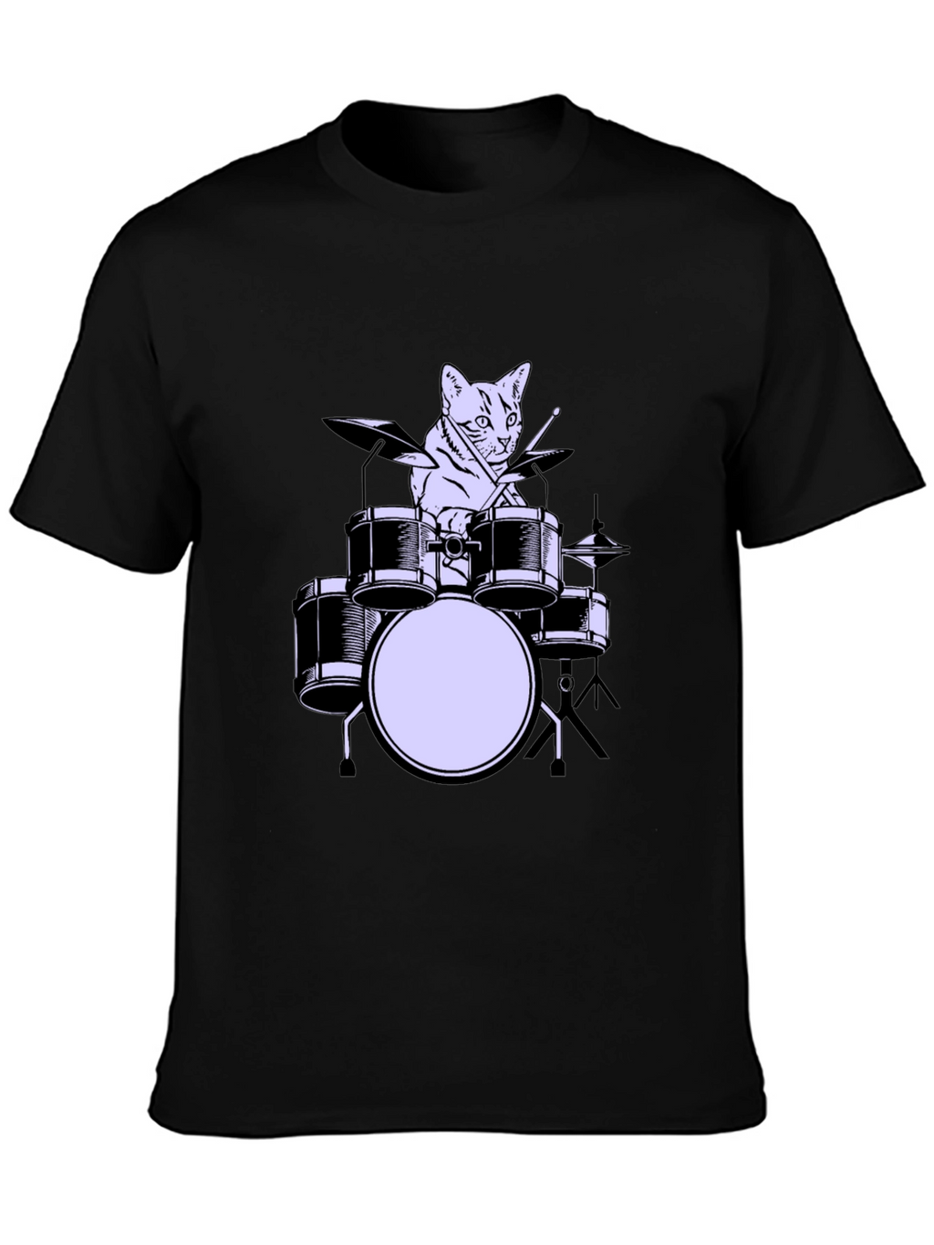 Cat Drummer Graphic Tee - Cool Musician Cat Shirt