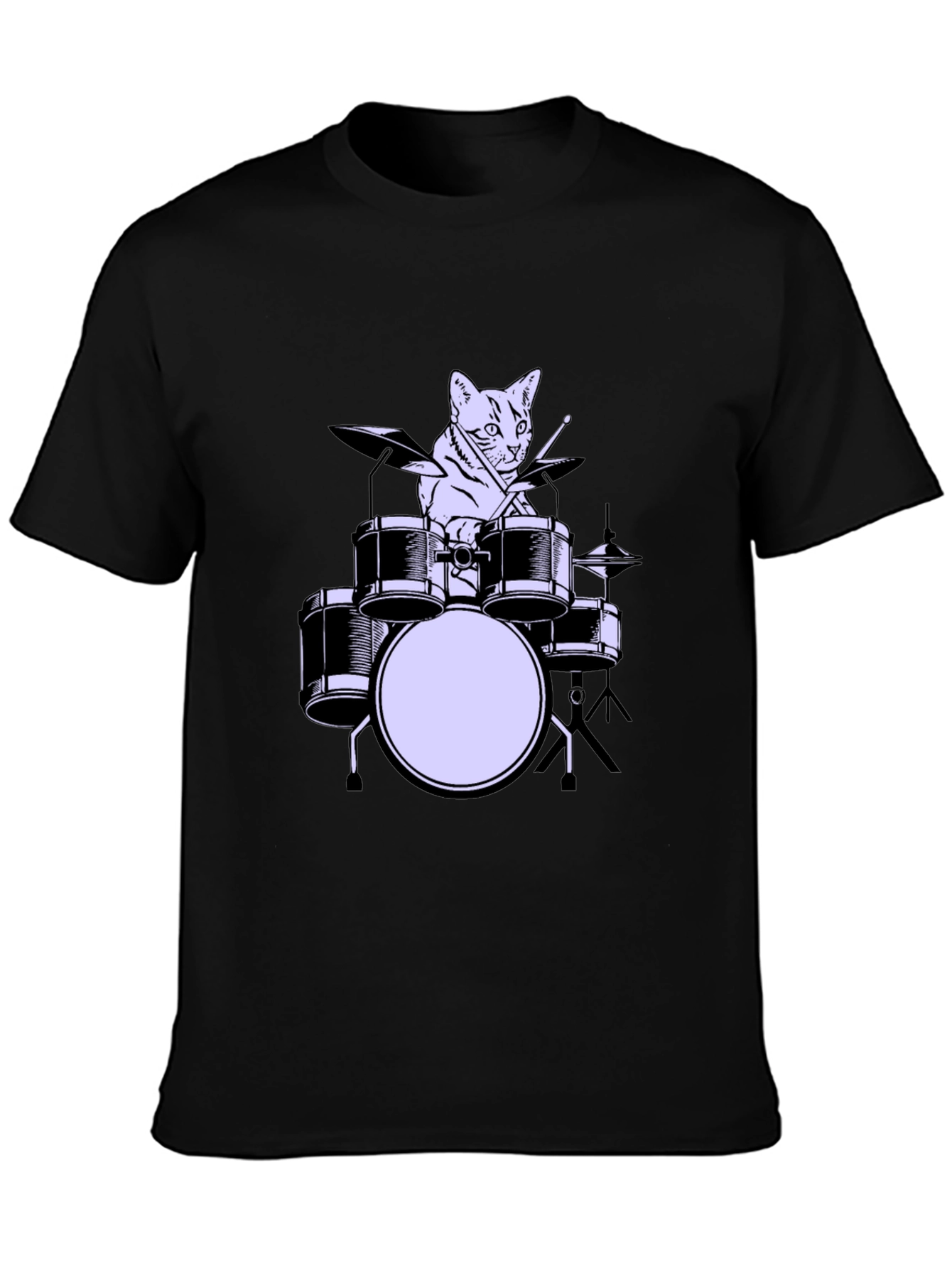 Cat Drummer Graphic Tee - Cool Musician Cat Shirt