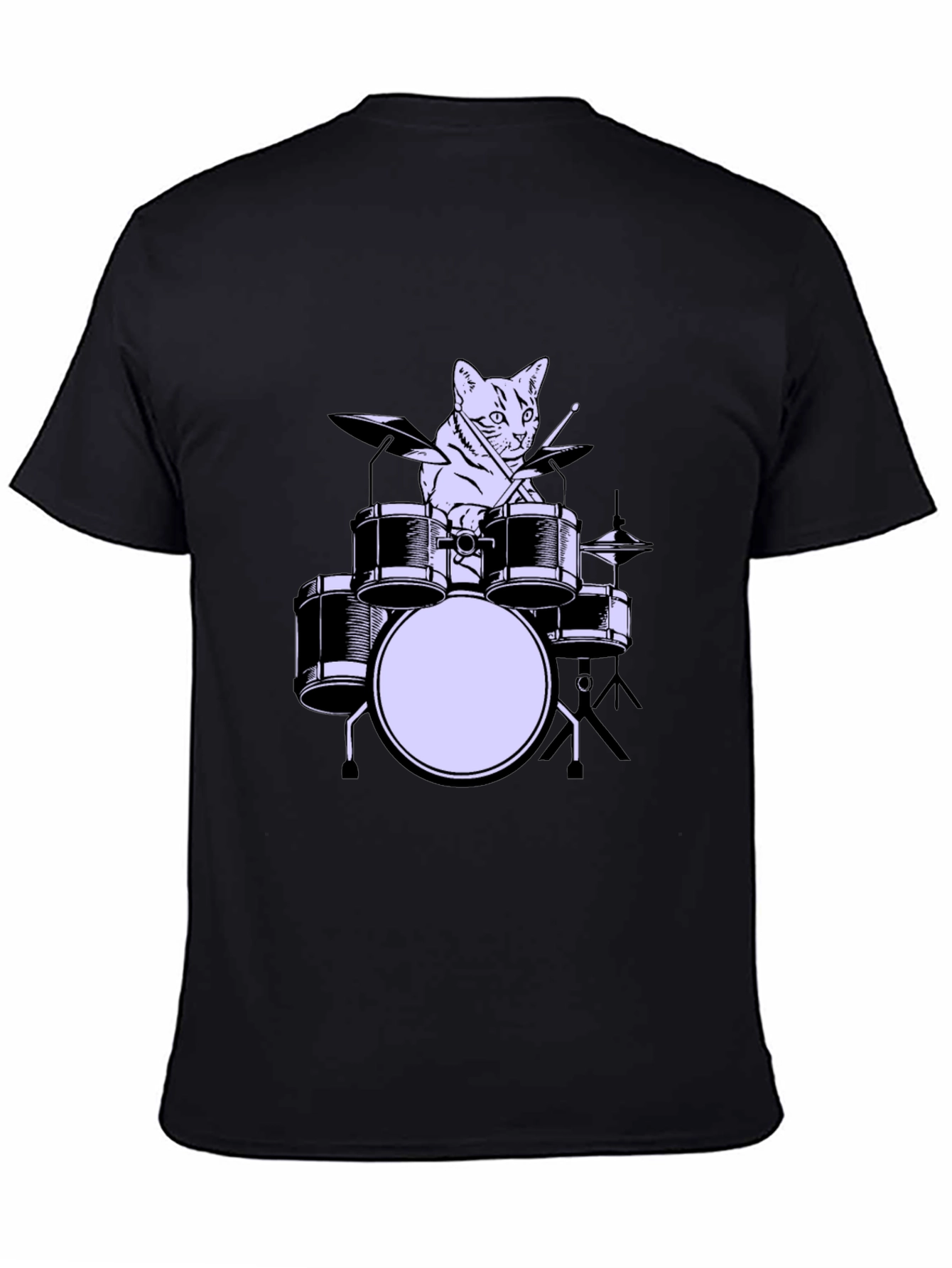Cat Drummer Graphic Tee - Cool Musician Cat Shirt