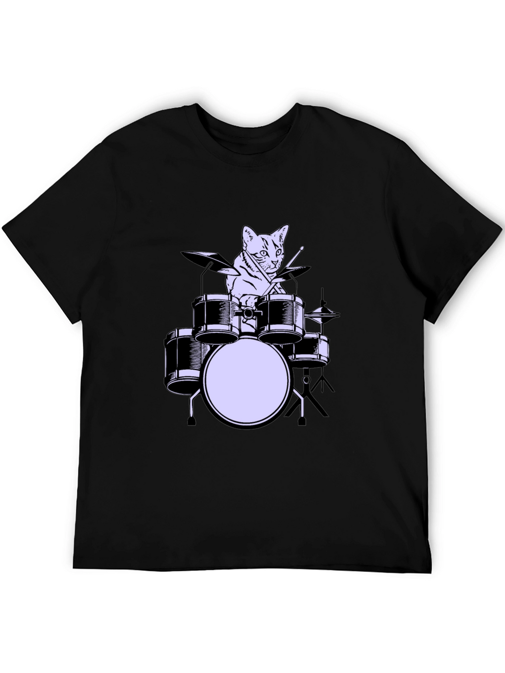 Cat Drummer Graphic Tee - Cool Musician Cat Shirt