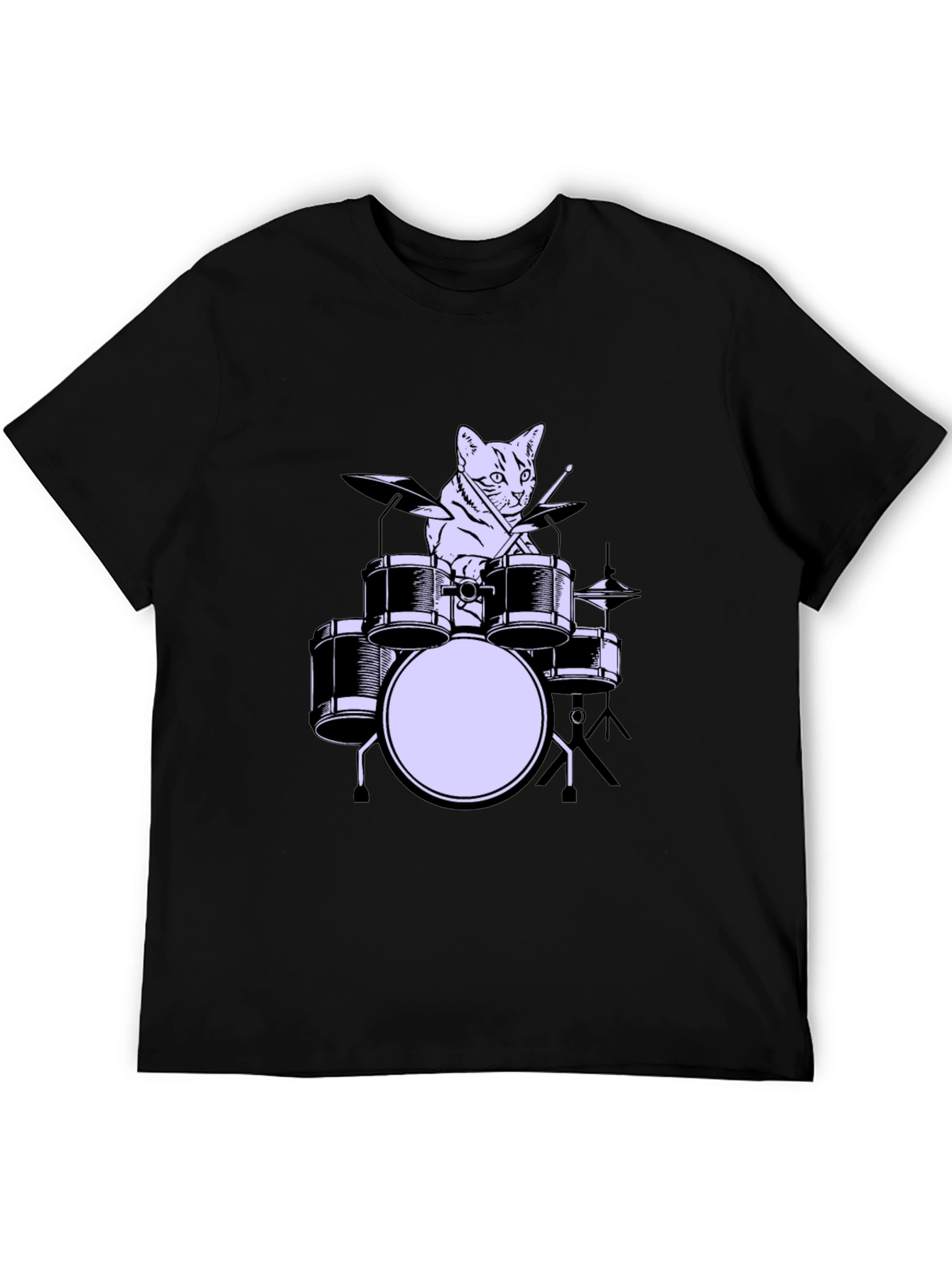 Cat Drummer Graphic Tee - Cool Musician Cat Shirt