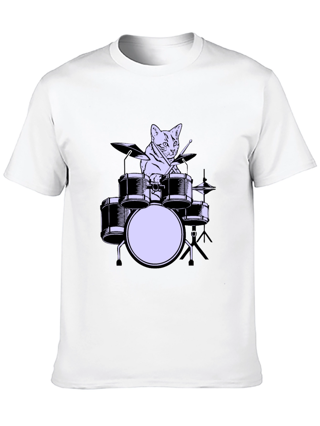 Cat Drummer Graphic Tee - Cool Musician Cat Shirt