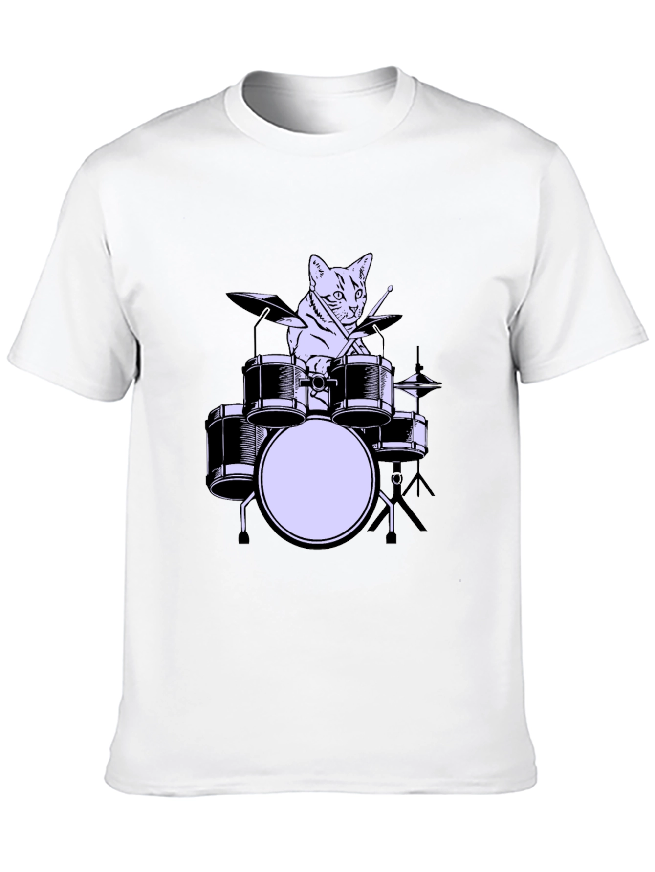 Cat Drummer Graphic Tee - Cool Musician Cat Shirt