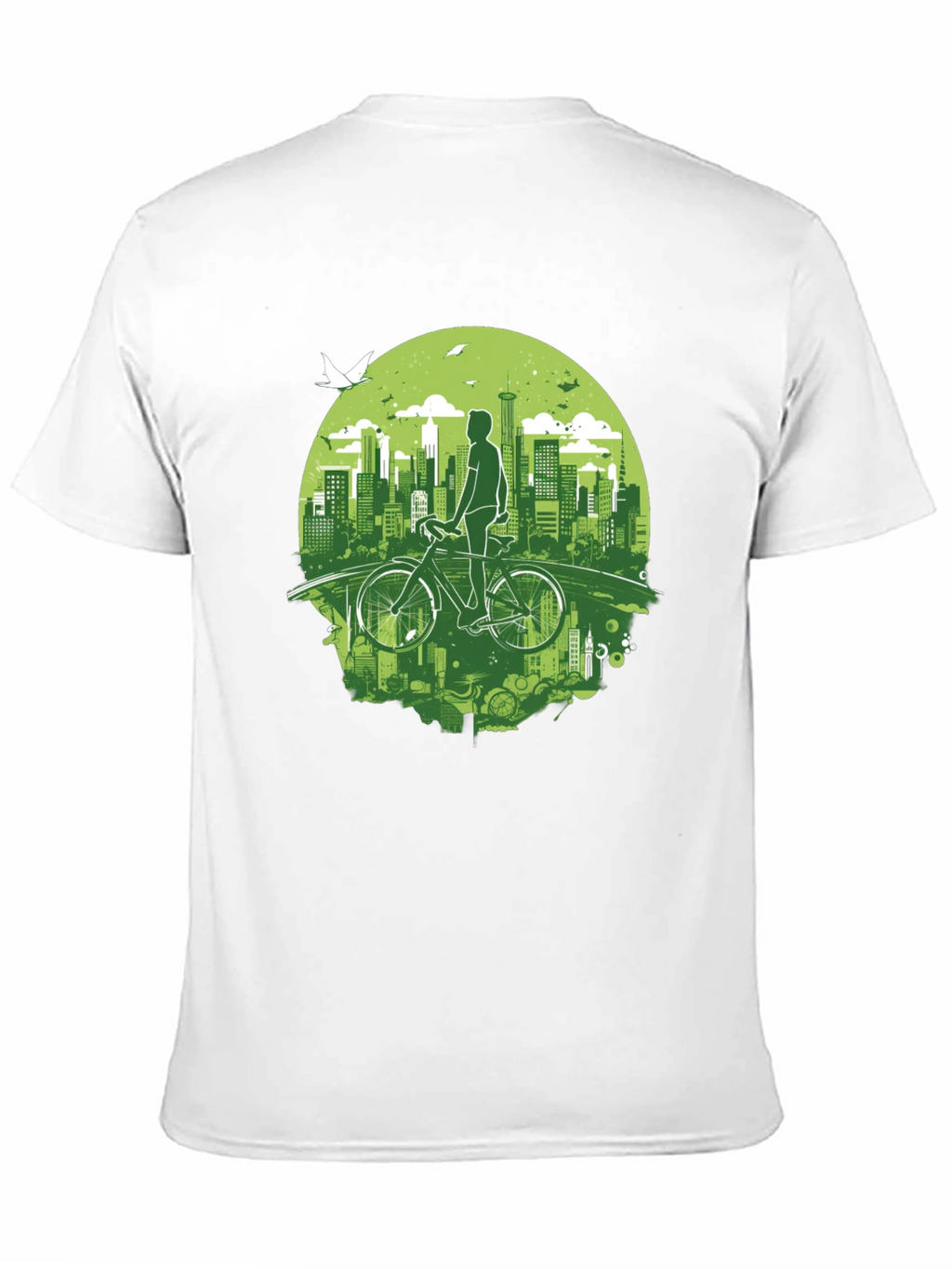 Eco Cityscape Cyclist Graphic Tee - Black