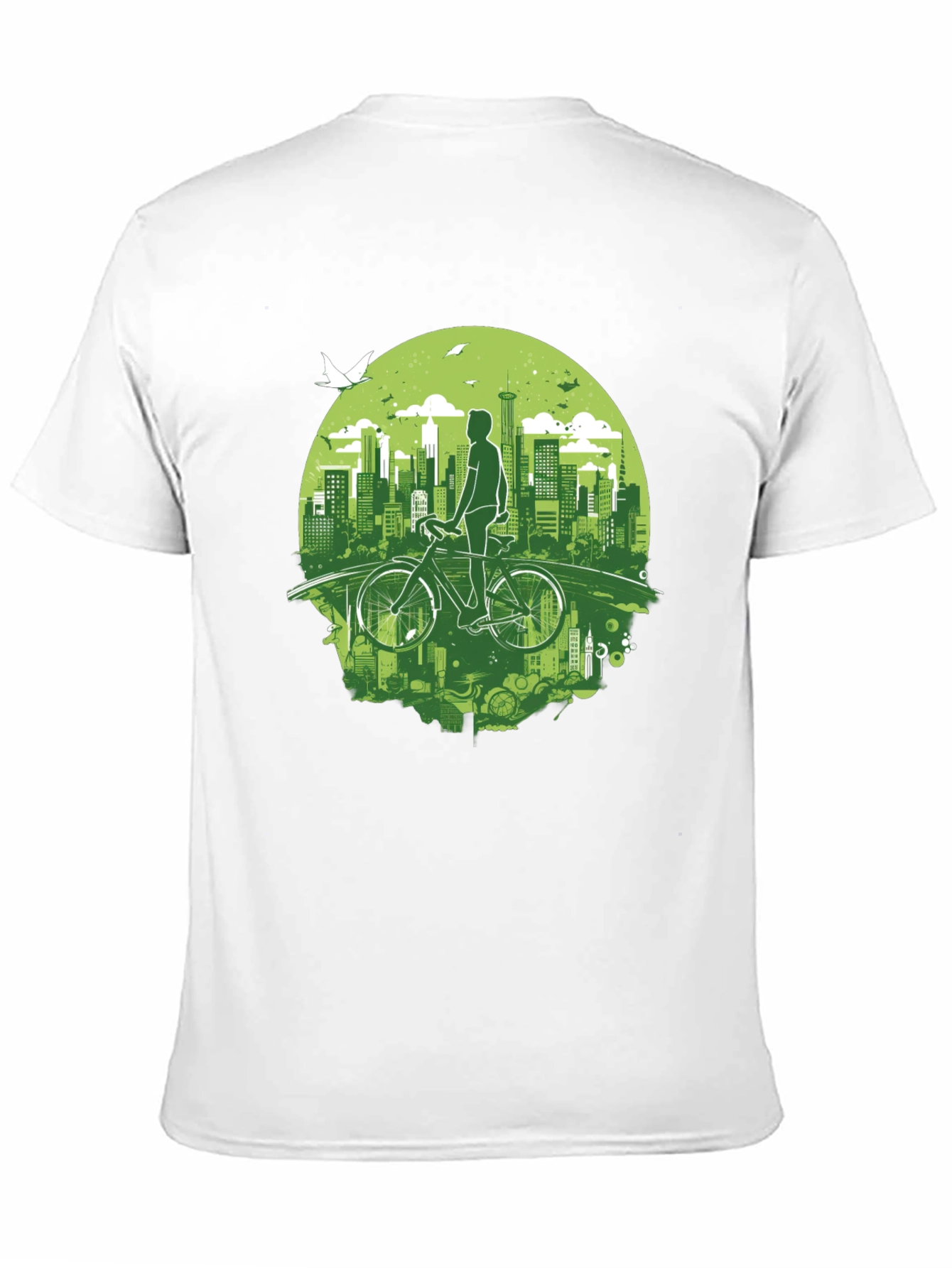 Eco Cityscape Cyclist Graphic Tee - Black