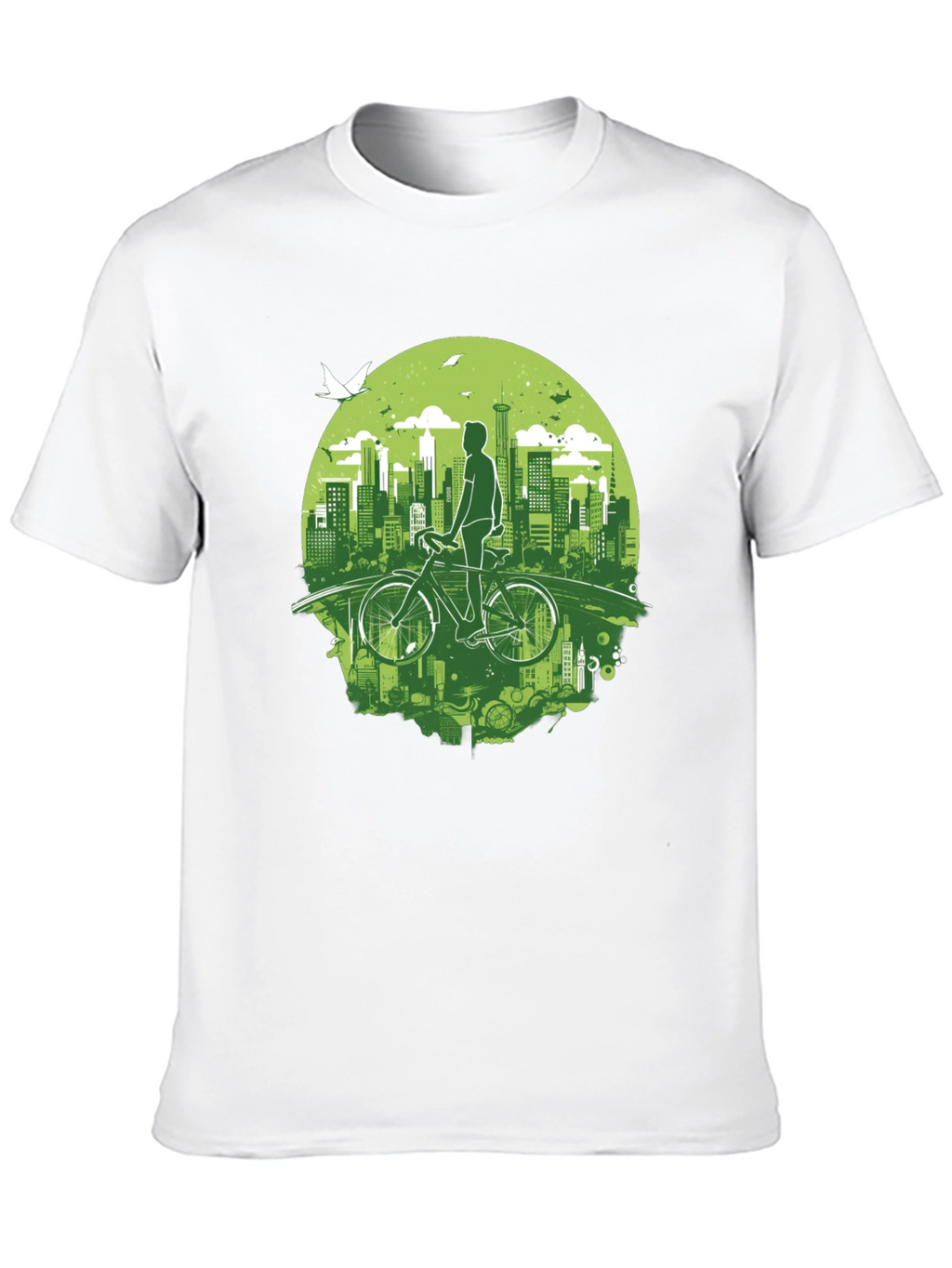 Eco Cityscape Cyclist Graphic Tee - Black