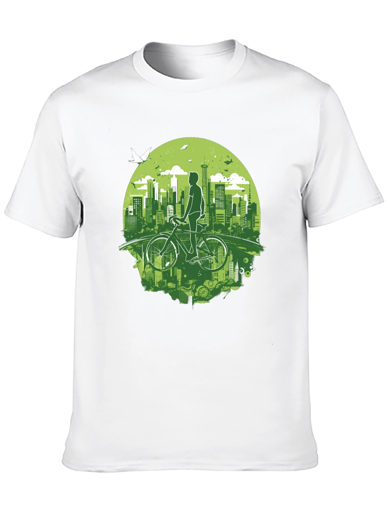 Eco Cityscape Cyclist Graphic Tee - Black