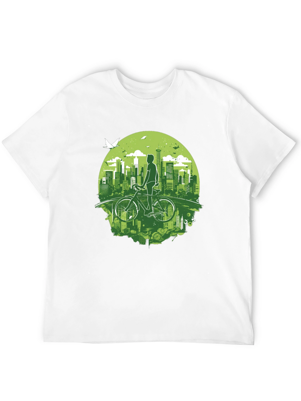 Eco Cityscape Cyclist Graphic Tee - Black