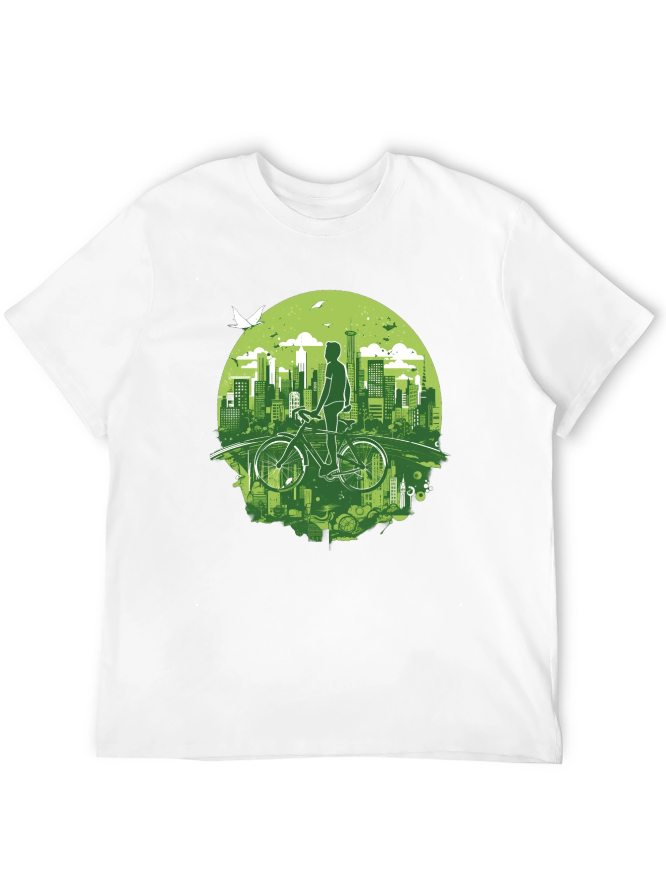 Eco Cityscape Cyclist Graphic Tee - Black