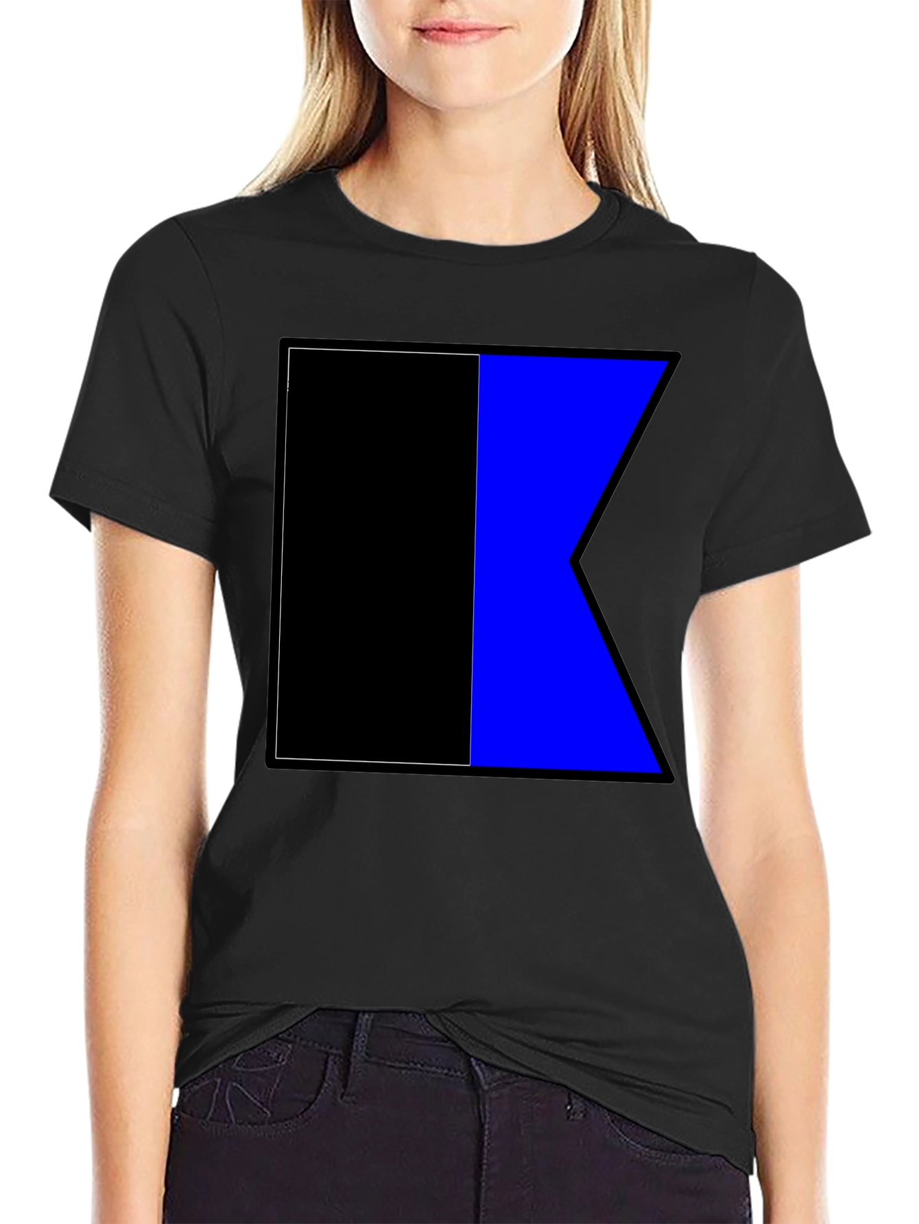 Nautical Flag Graphic Tee - Black & Blue Signal Shirt