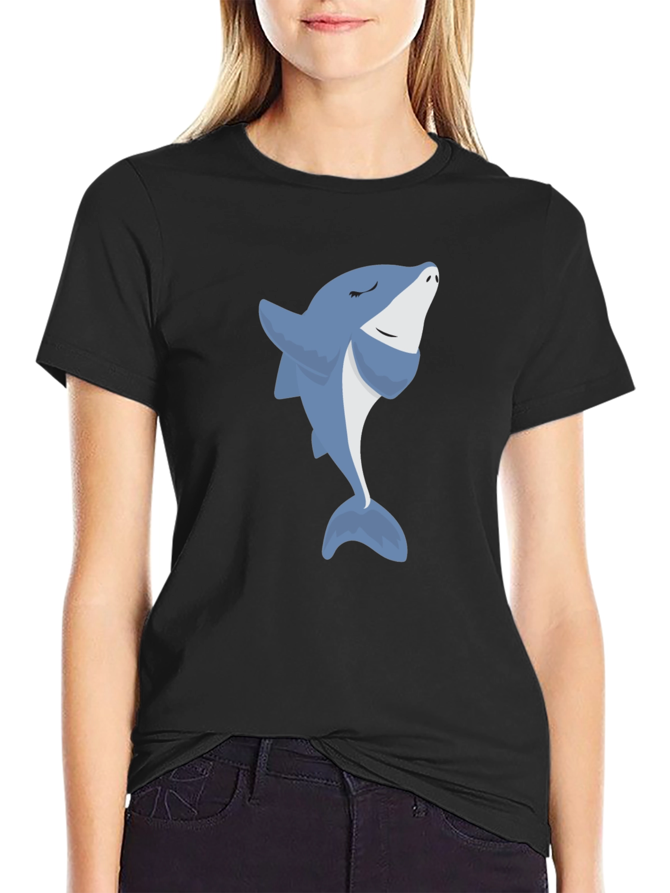 Smiling Shark Graphic Tee - Comfy Black T-Shirt