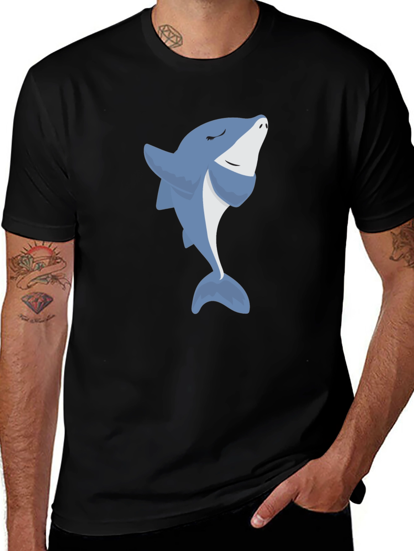 Smiling Shark Graphic Tee - Comfy Black T-Shirt