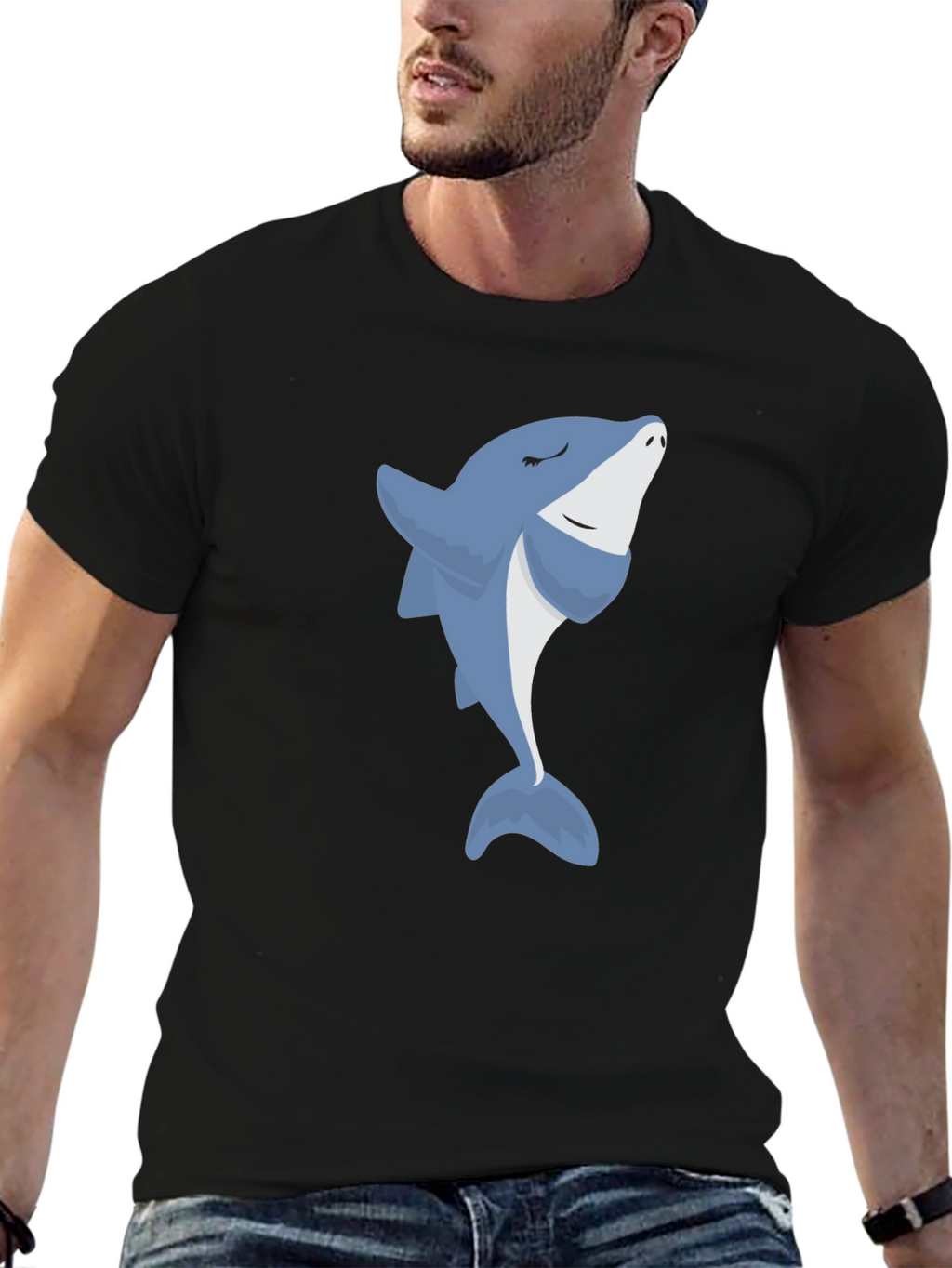 Smiling Shark Graphic Tee - Comfy Black T-Shirt