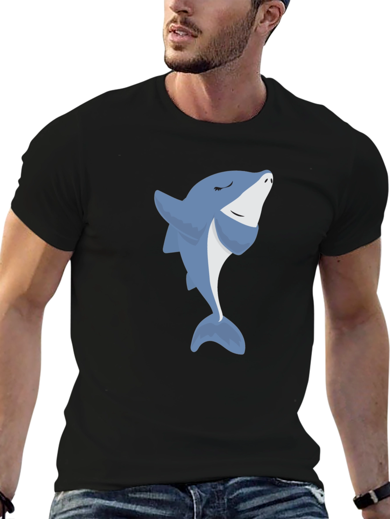 Smiling Shark Graphic Tee - Comfy Black T-Shirt