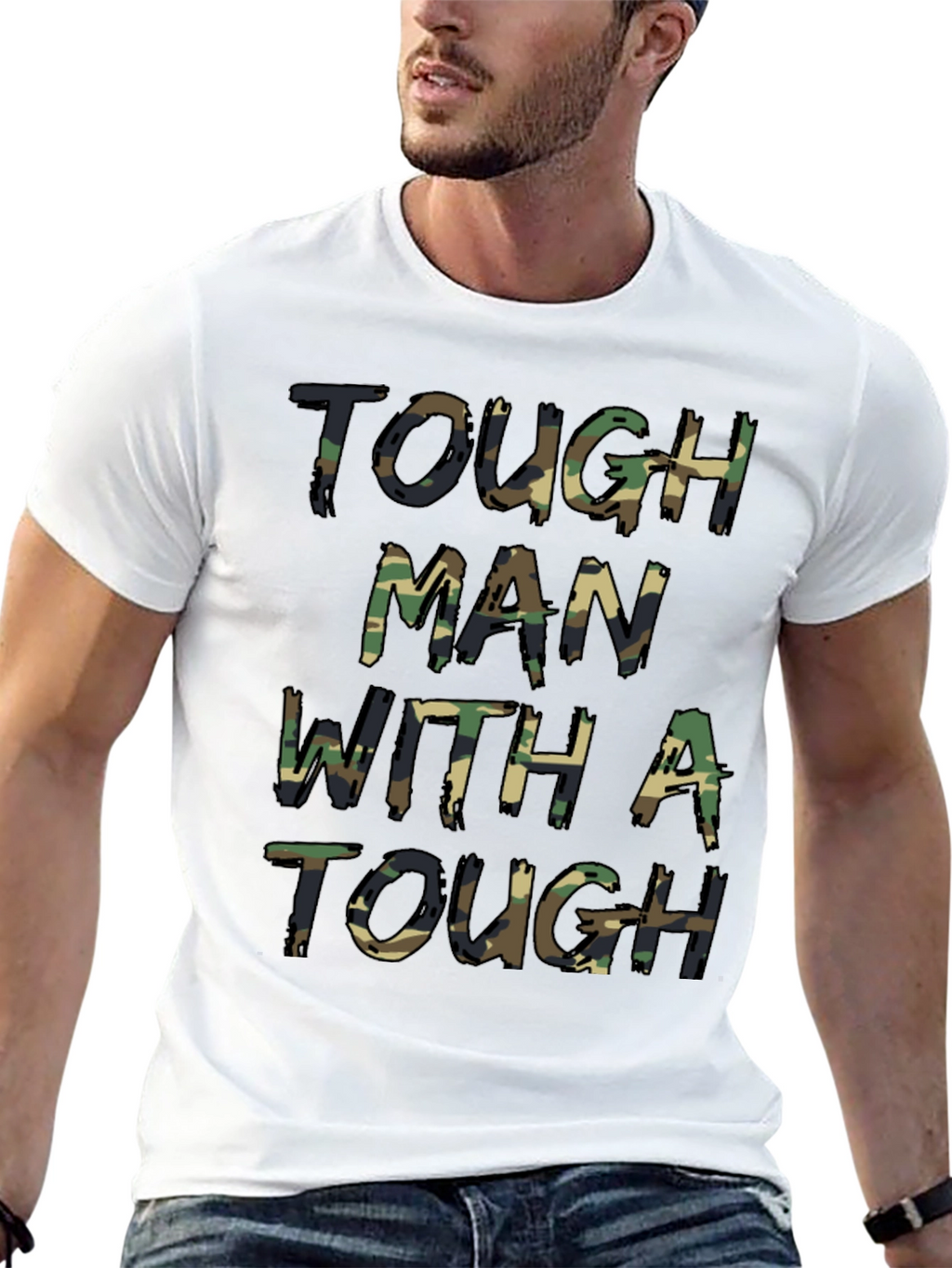 Tough Man Camo Print T-Shirt