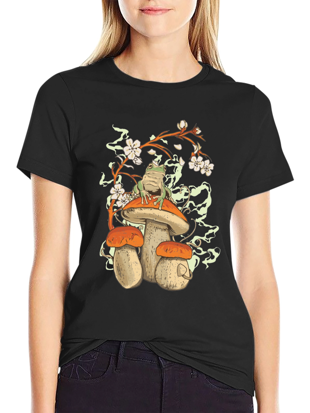 Mushroom Frog Graphic Tee - Nature Lovers T-Shirt