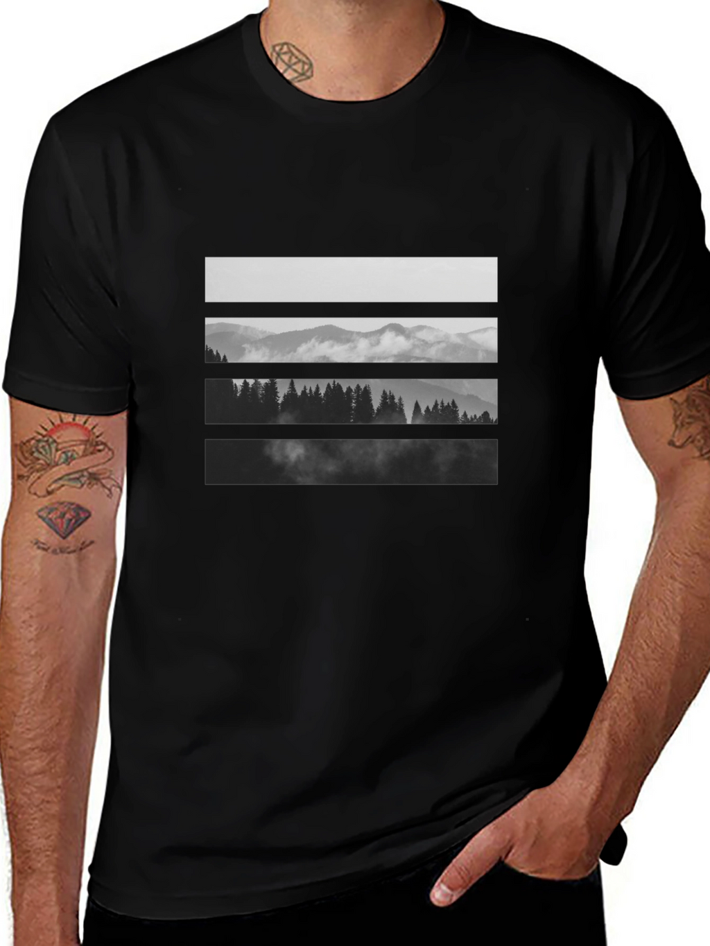 Black Mountainscape Graphic Tee
