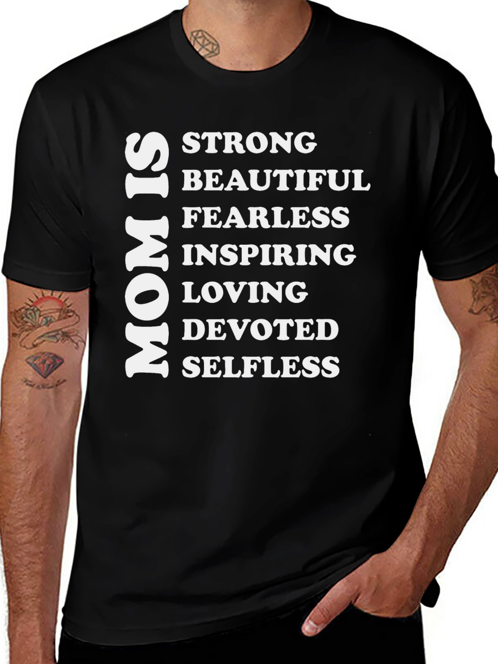 Mom Is Strong Graphic Tee - Black