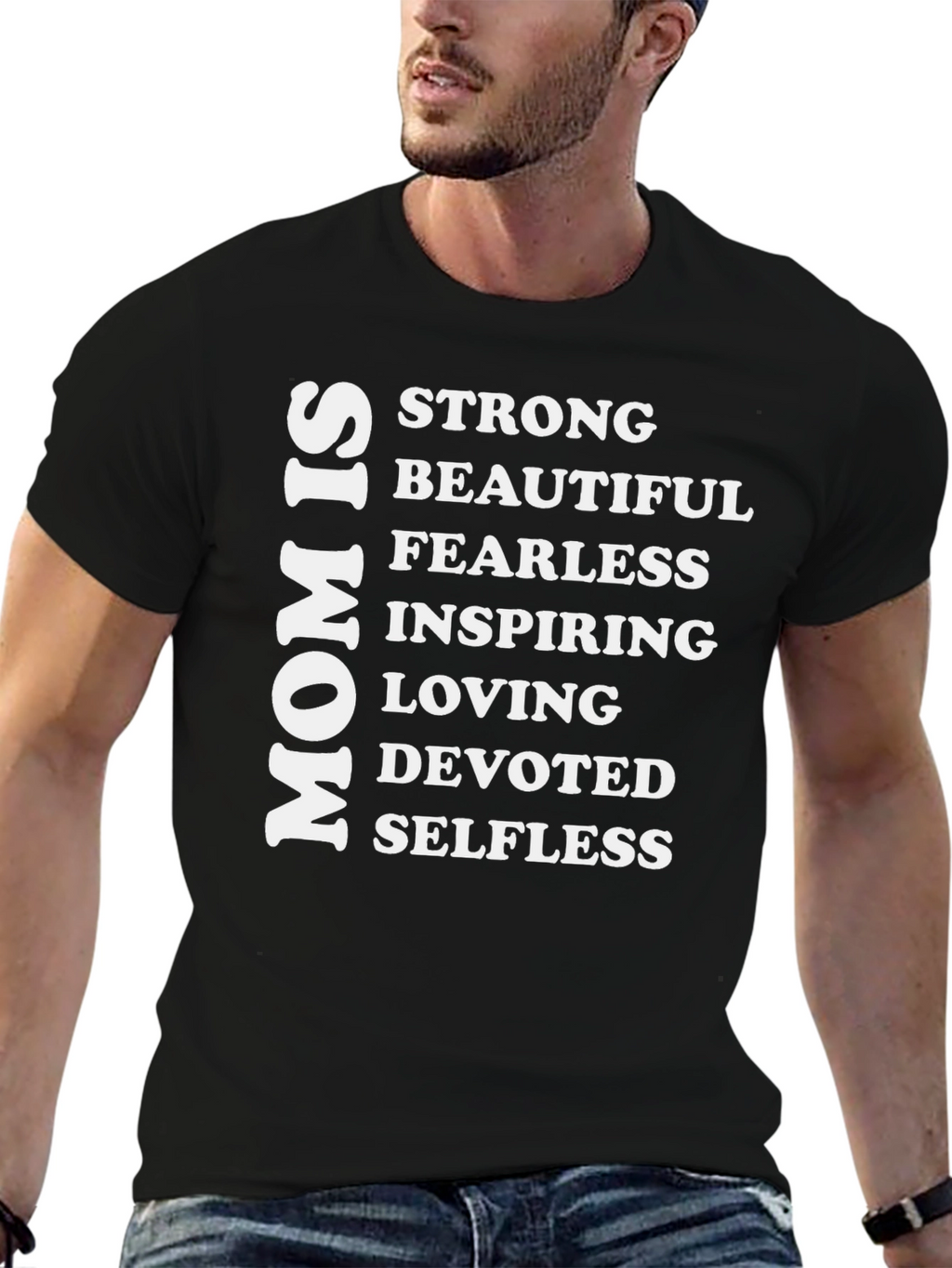 Mom Is Strong Graphic Tee - Black