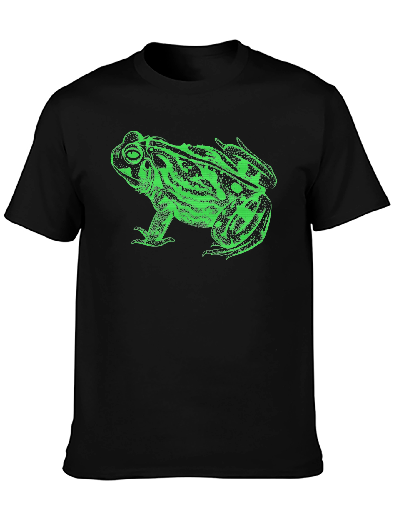 Green Frog Graphic Black T-Shirt
