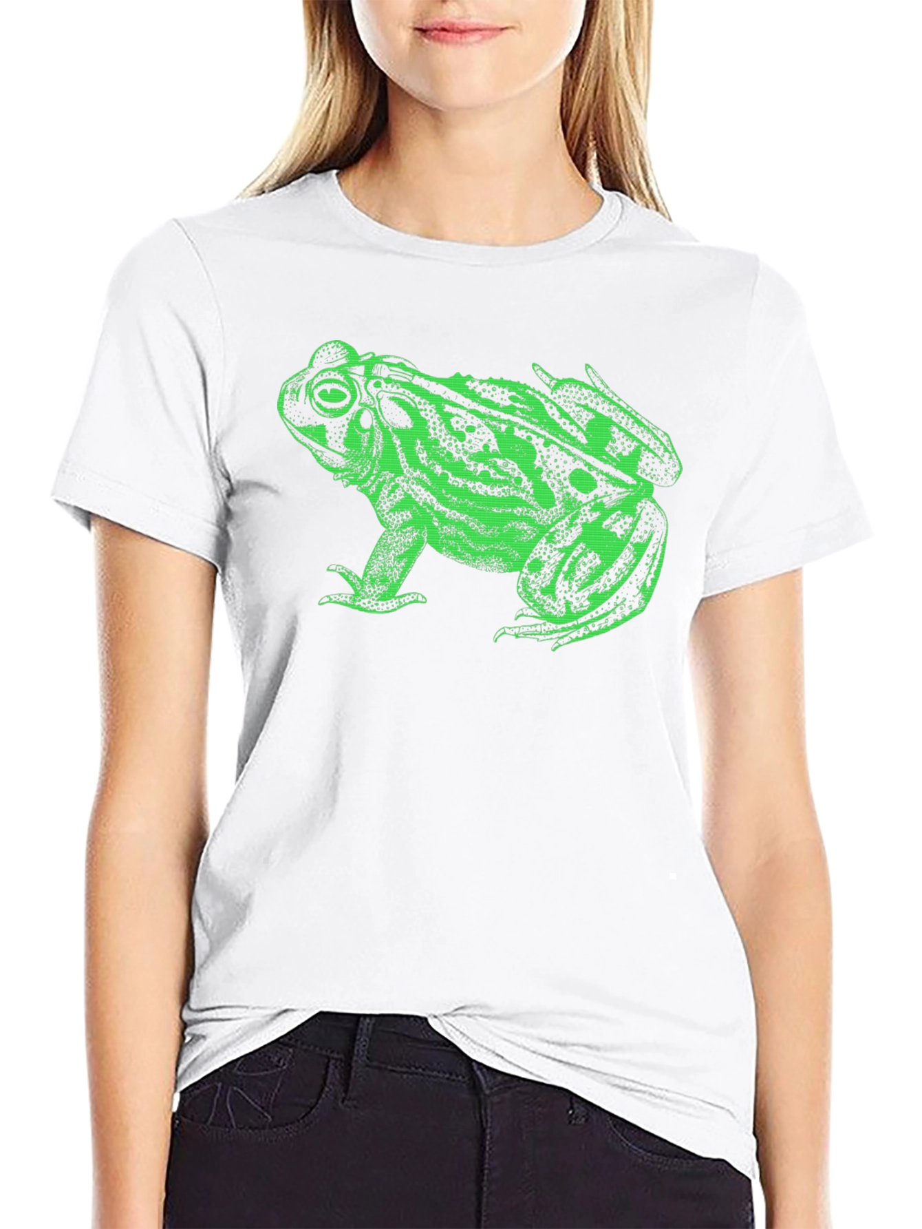Green Frog Graphic Black T-Shirt