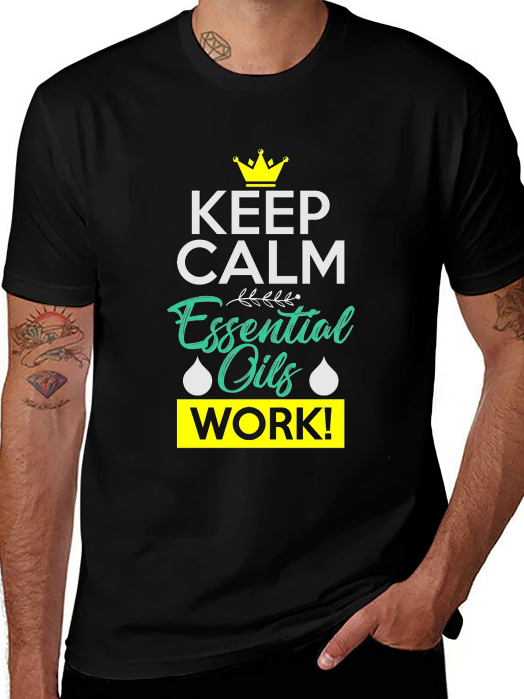 Keep Calm Essential Oils Work Black T-Shirt