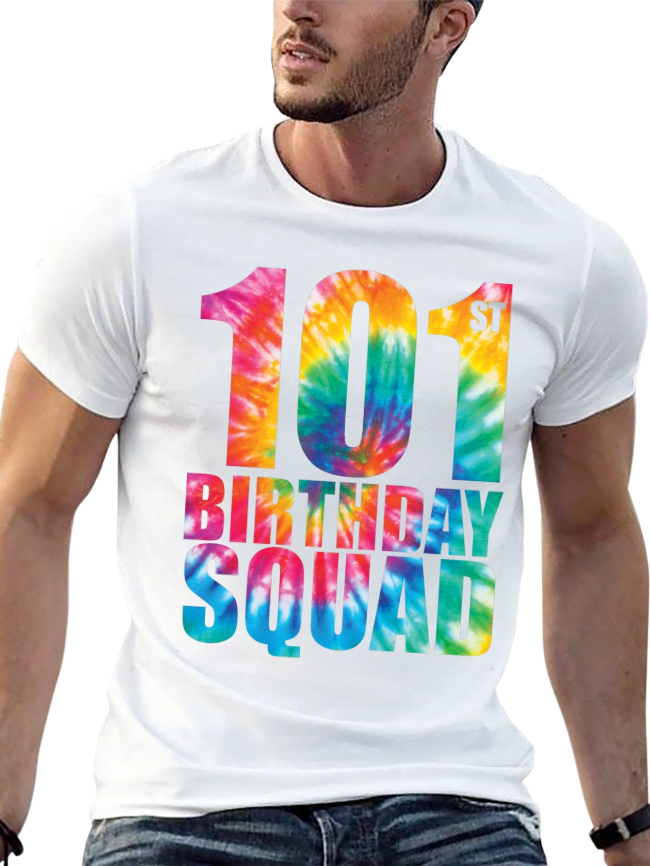 101st Birthday Squad Tie Dye Graphic T-Shirt