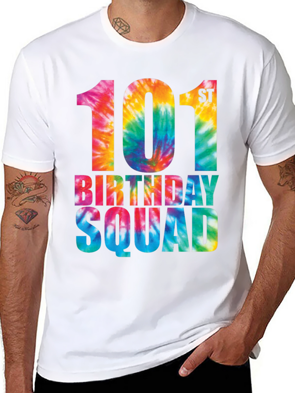 101st Birthday Squad Tie Dye Graphic T-Shirt