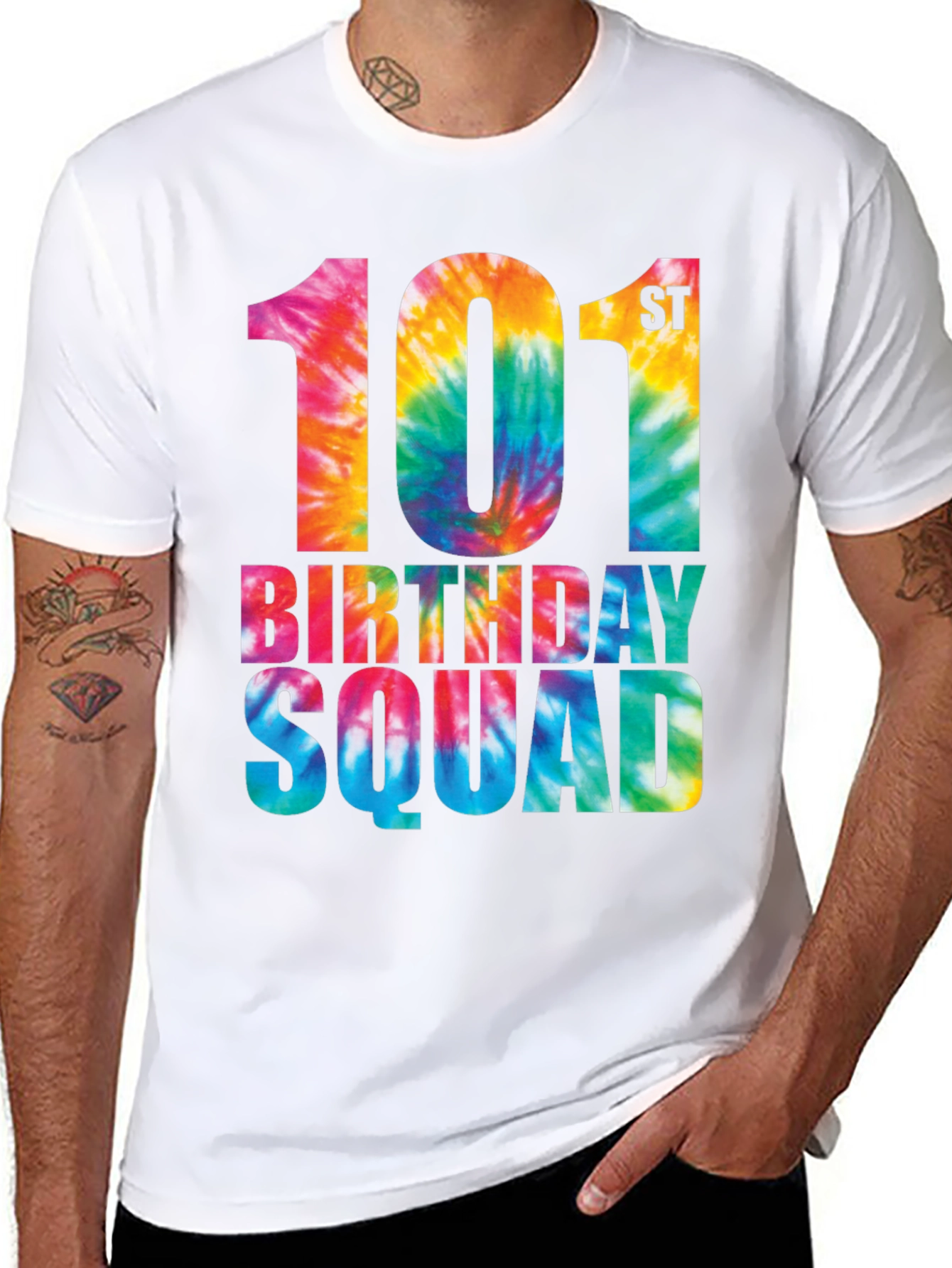 101st Birthday Squad Tie Dye Graphic T-Shirt