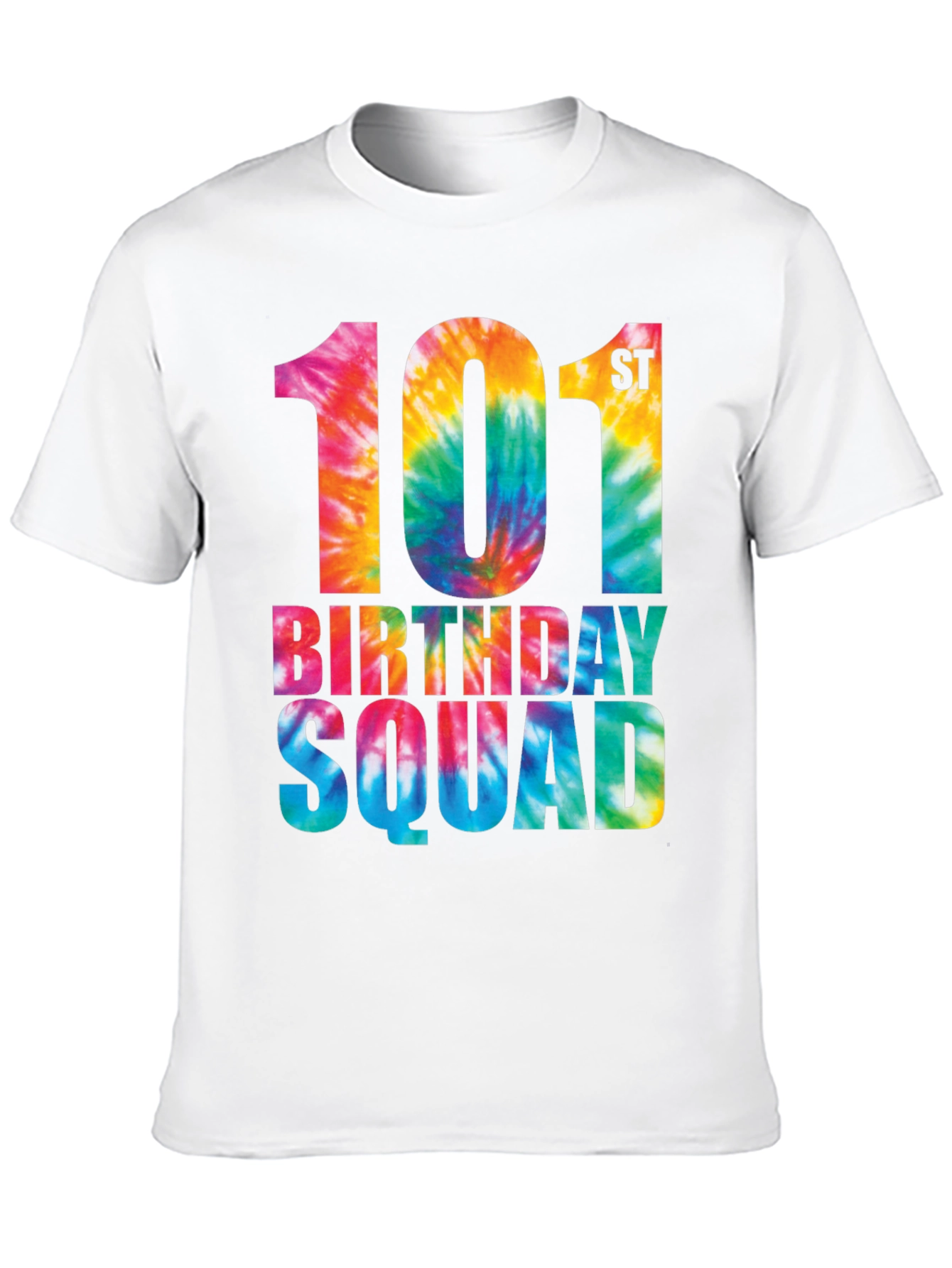 101st Birthday Squad Tie Dye Graphic T-Shirt