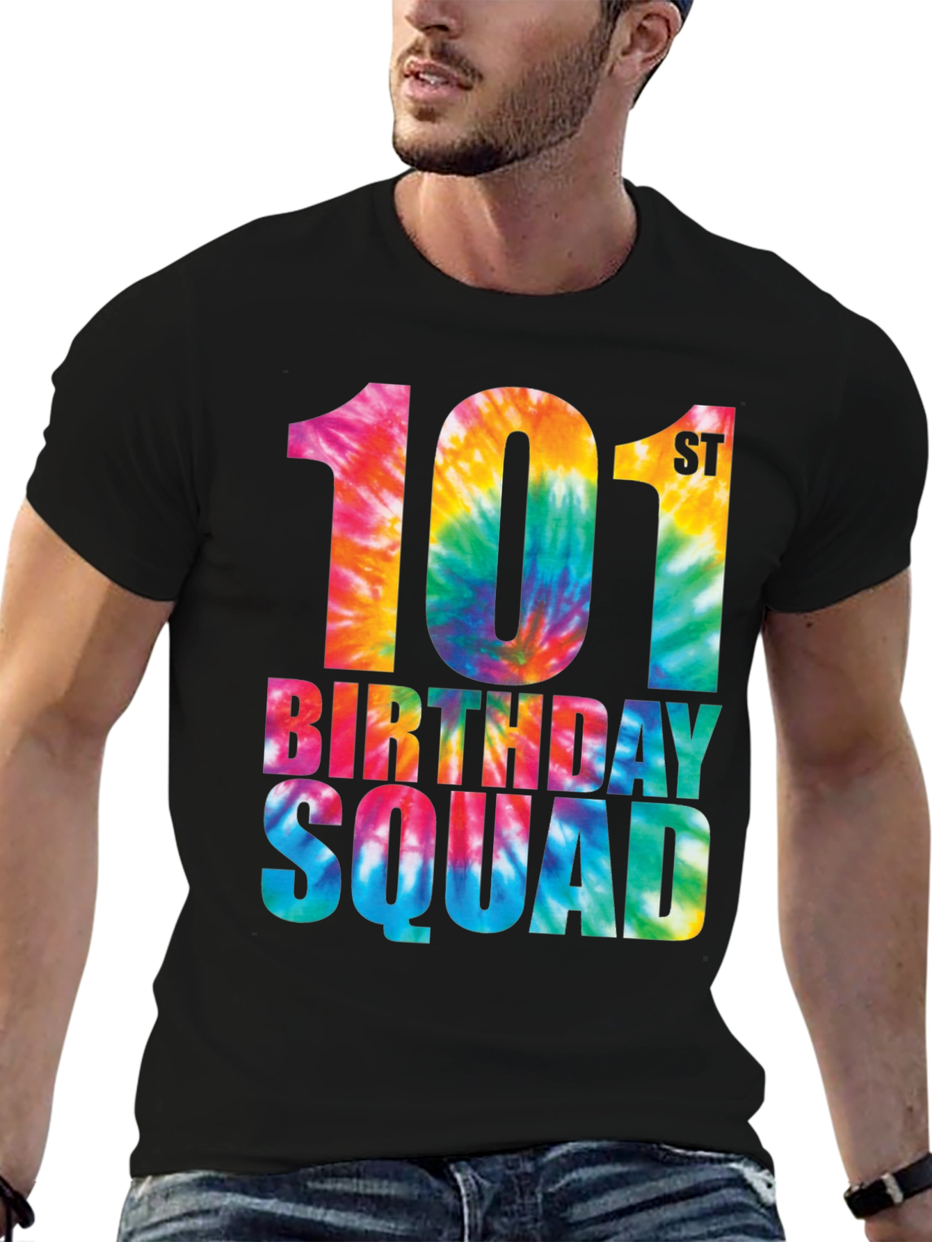 101st Birthday Squad Tie Dye Graphic T-Shirt