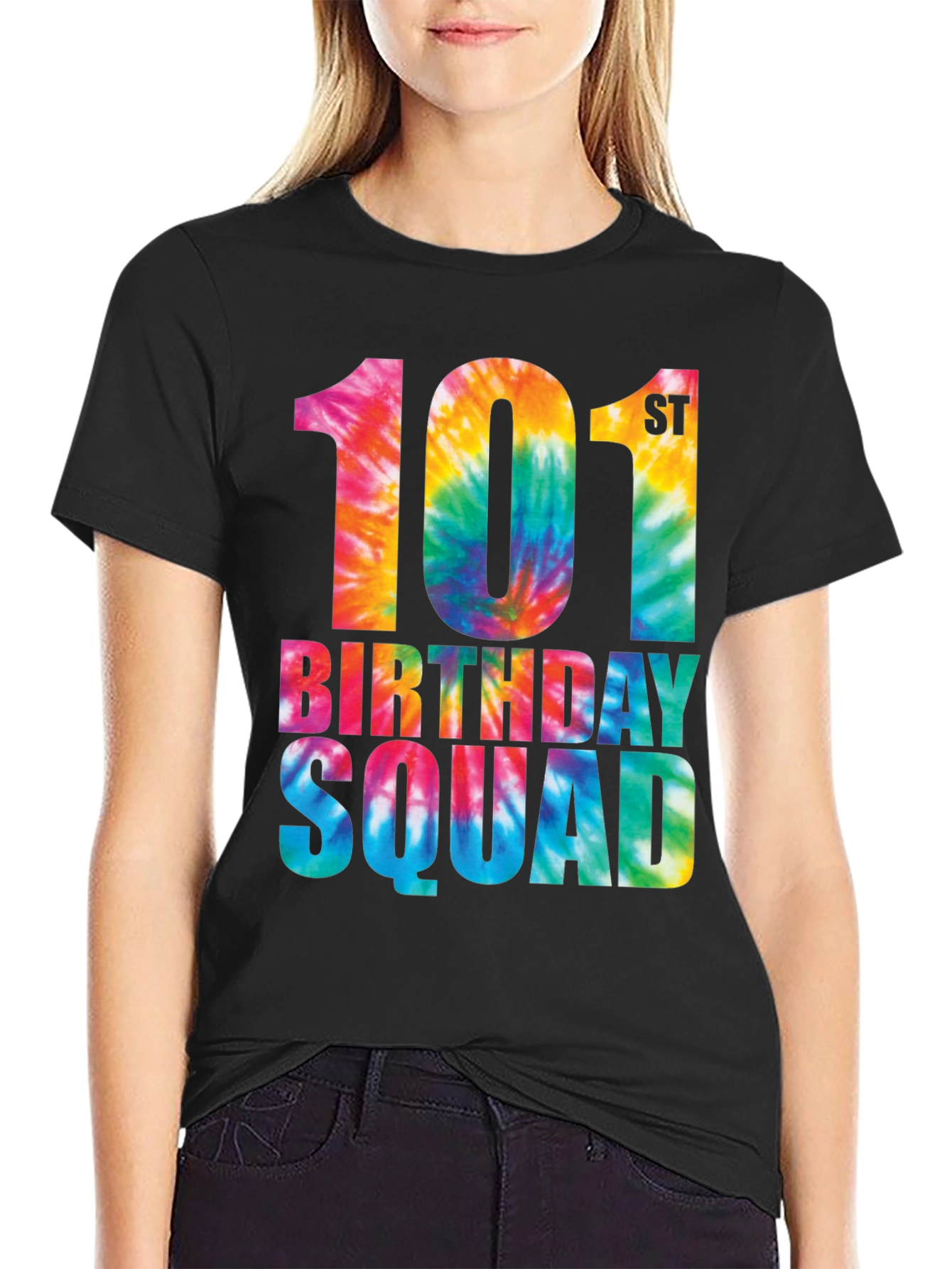 101st Birthday Squad Tie Dye Graphic T-Shirt