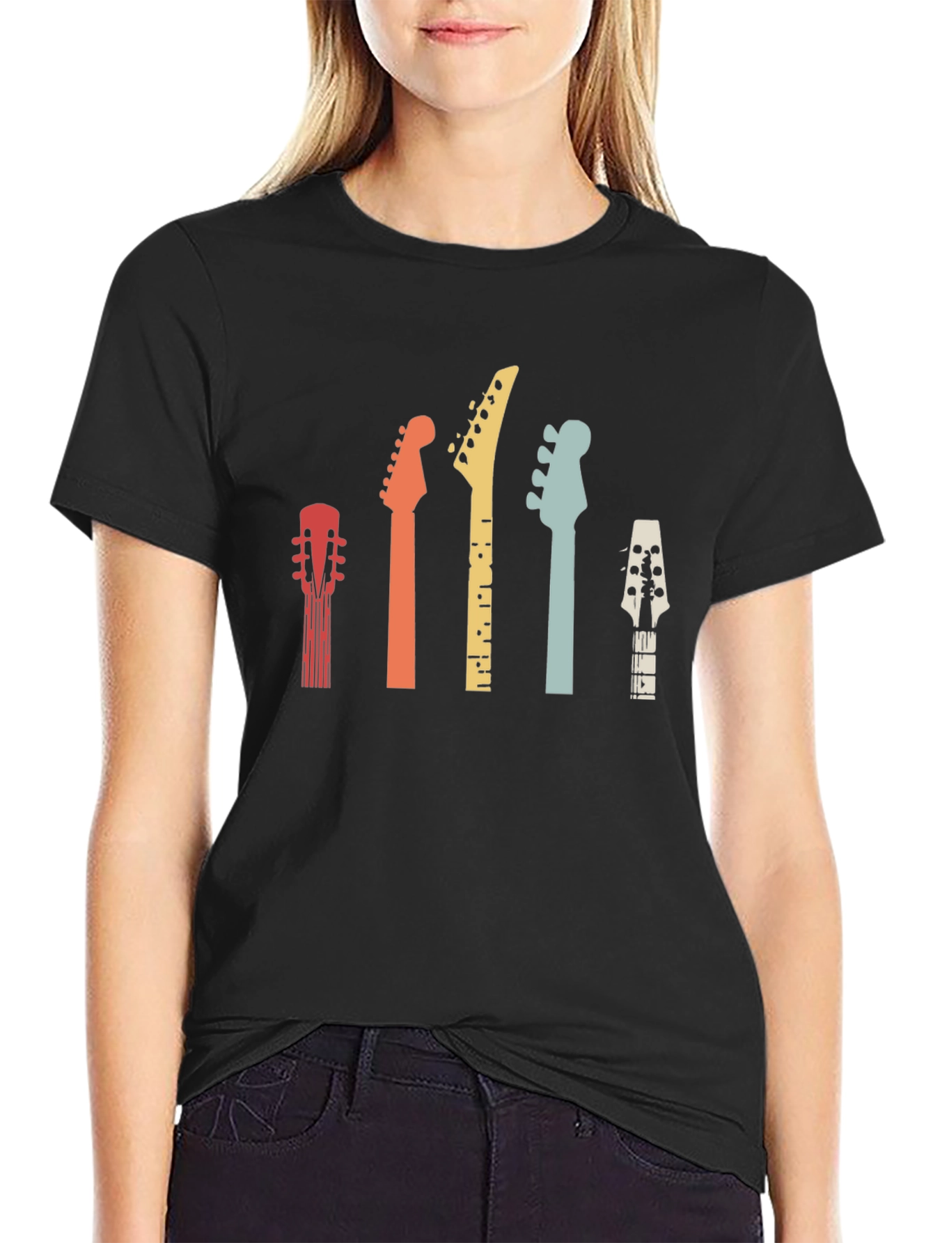 Guitar Headstock Graphic Tee - Retro Music Shirt