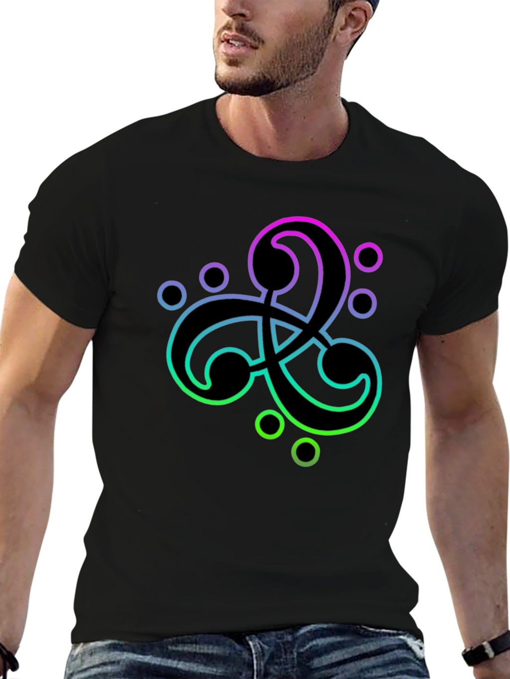 Modern Gradient Symbol Black T-Shirt
