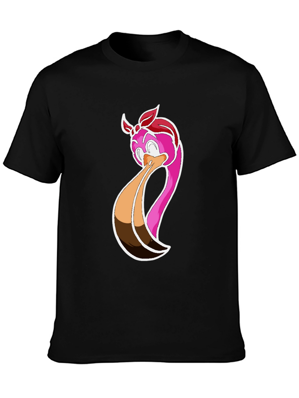 Funky Flamingo Graphic Tee - Black Cotton Casual Shirt