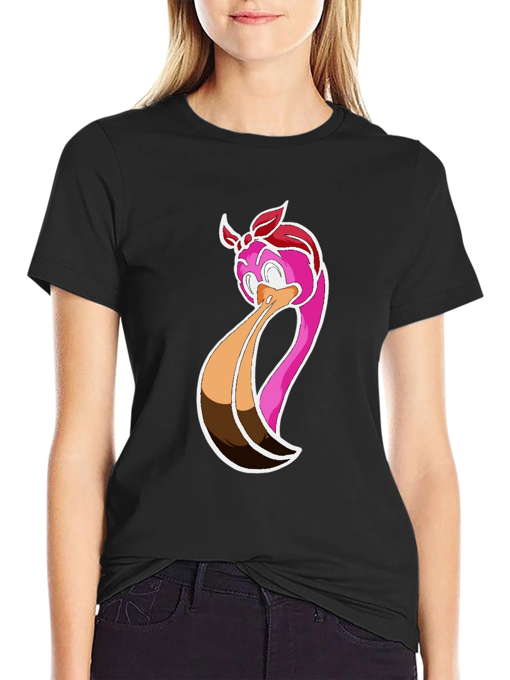 Funky Flamingo Graphic Tee - Black Cotton Casual Shirt