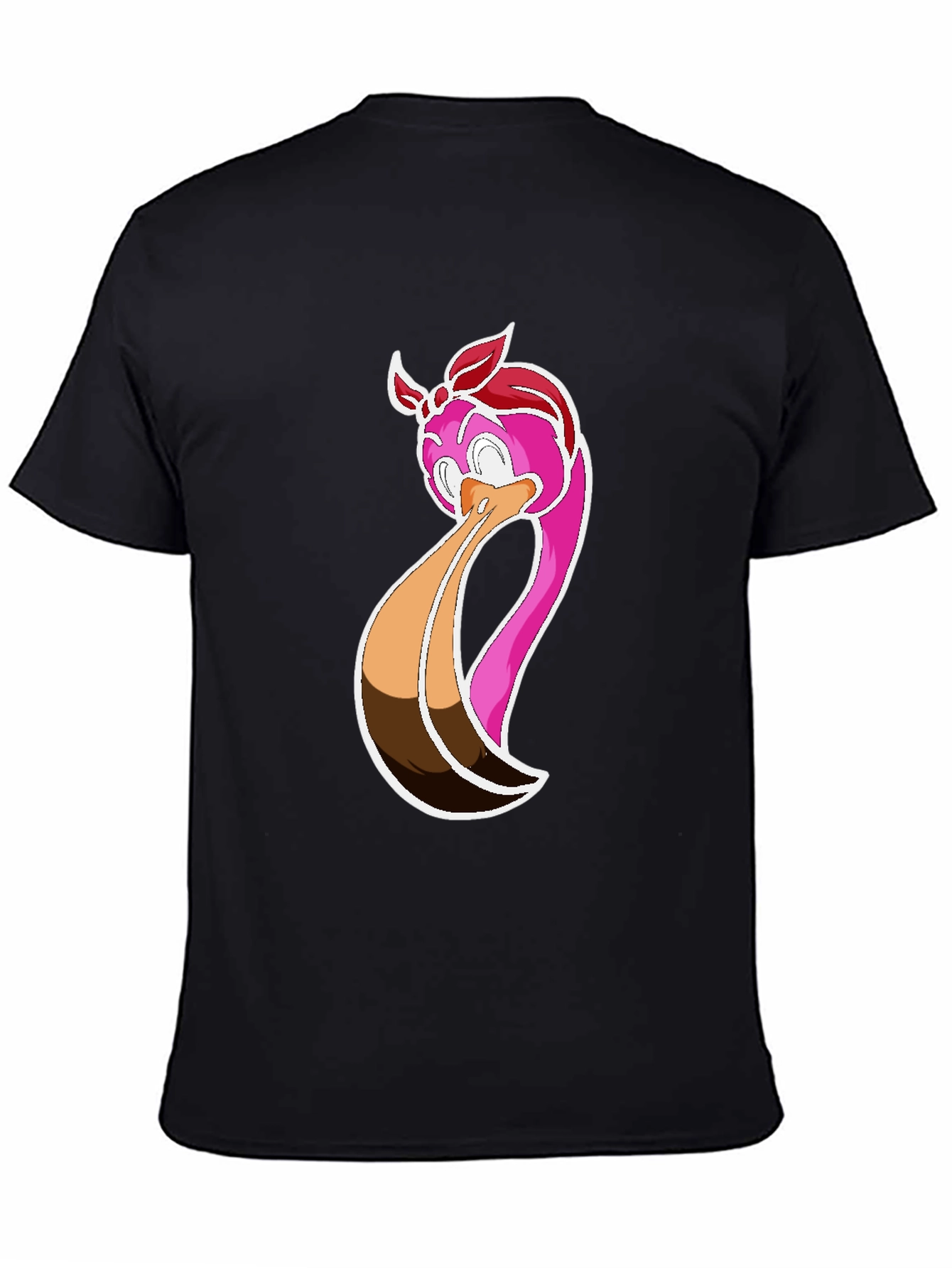 Funky Flamingo Graphic Tee - Black Cotton Casual Shirt