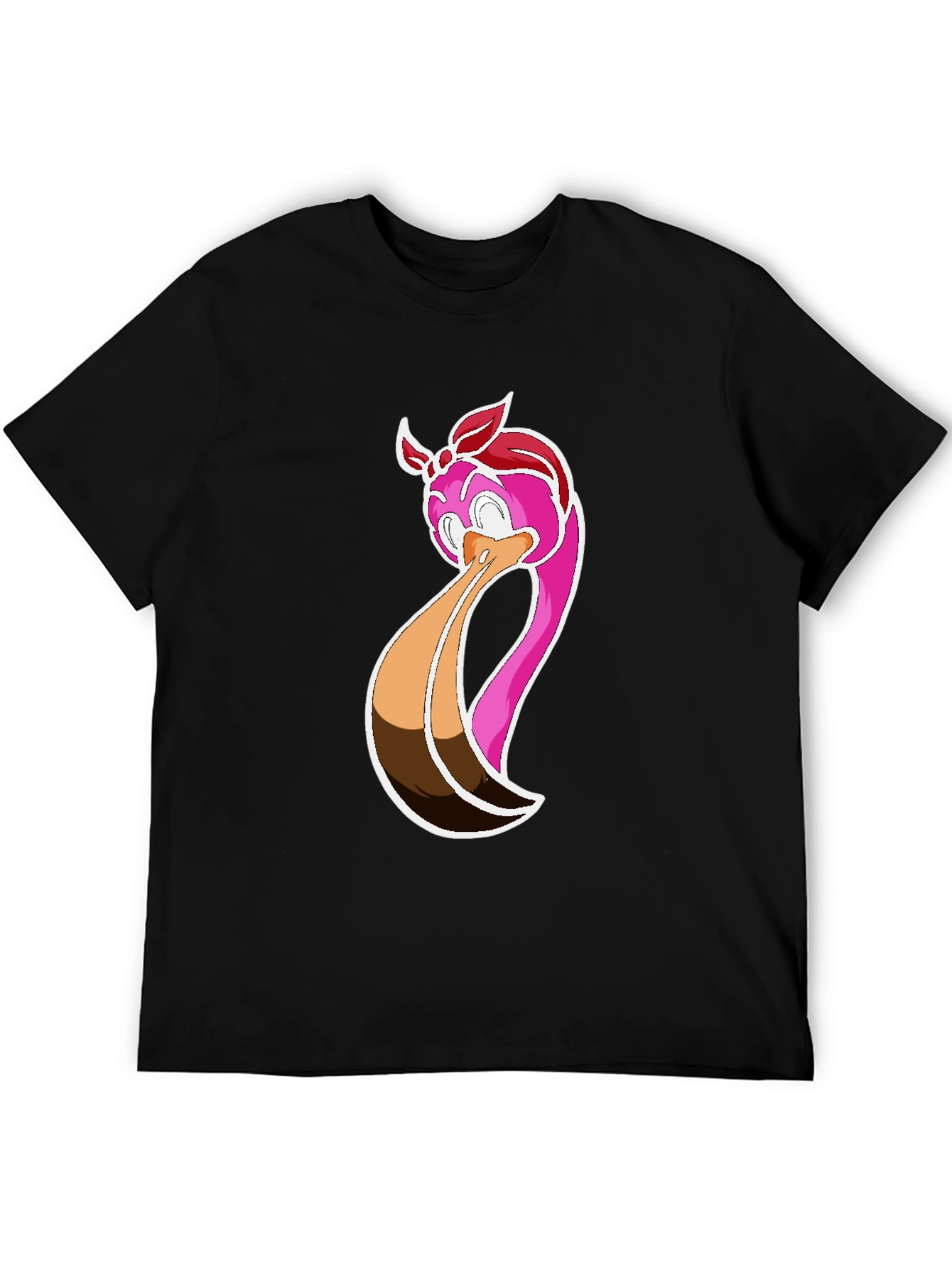 Funky Flamingo Graphic Tee - Black Cotton Casual Shirt