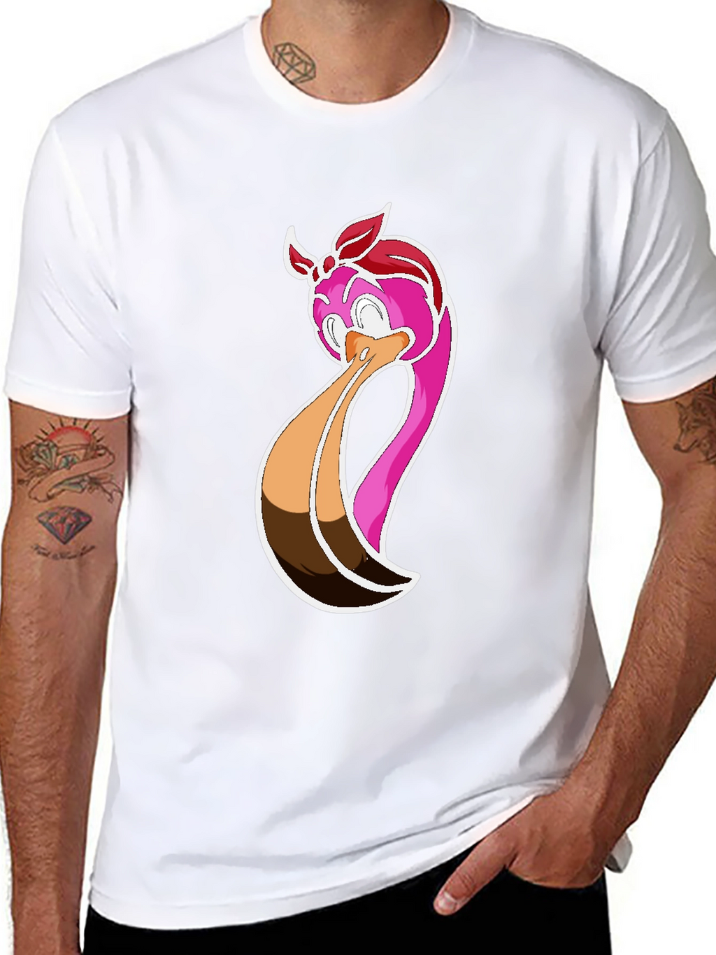 Funky Flamingo Graphic Tee - Black Cotton Casual Shirt