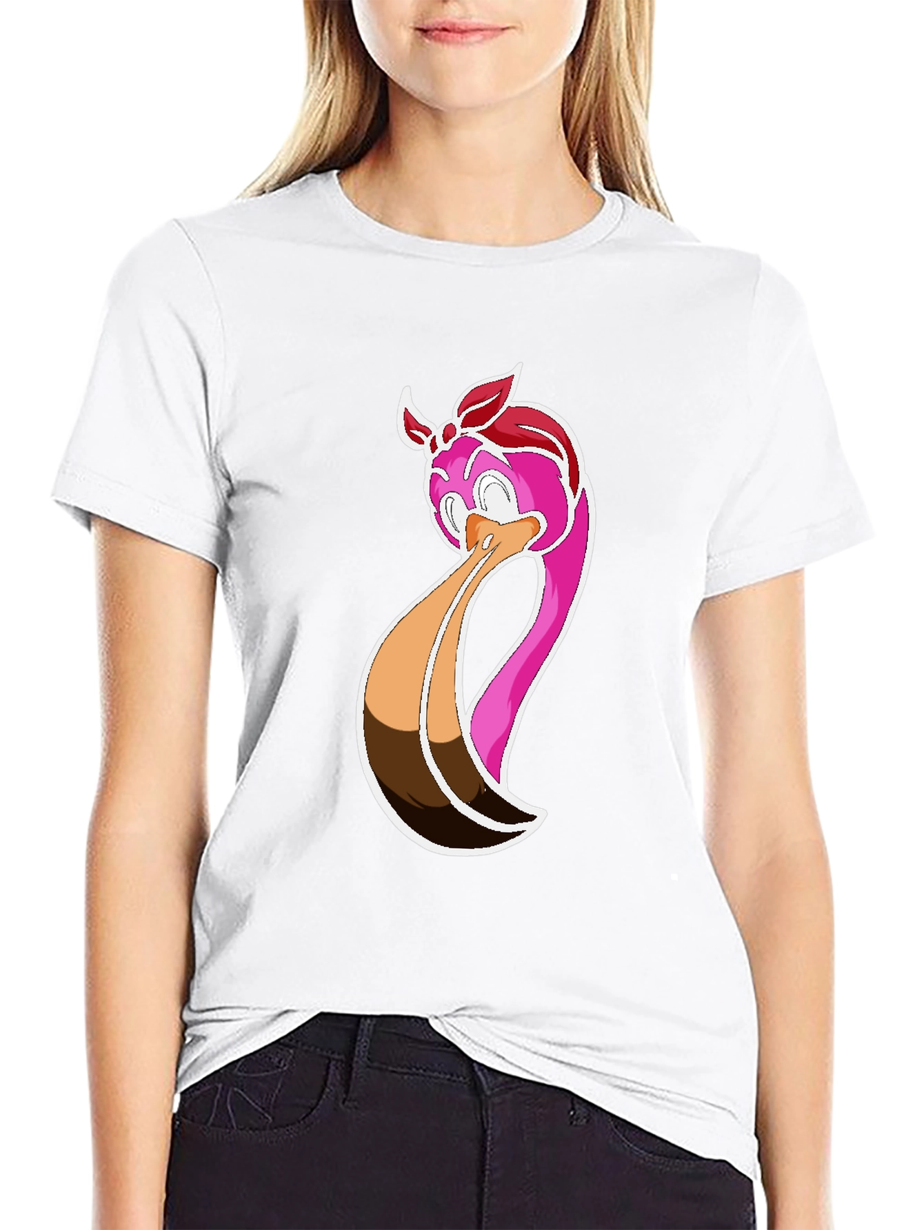 Funky Flamingo Graphic Tee - Black Cotton Casual Shirt