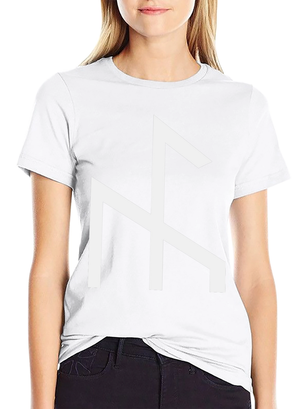 Black T-Shirt with White Viking Rune Symbol